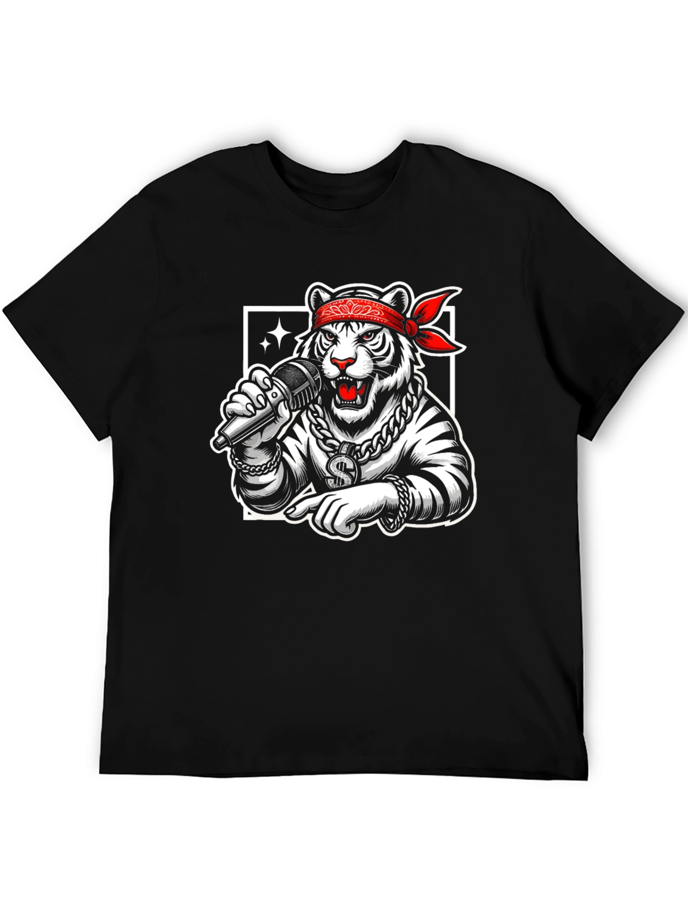 Tiger Rapper Graphic Black T-Shirt