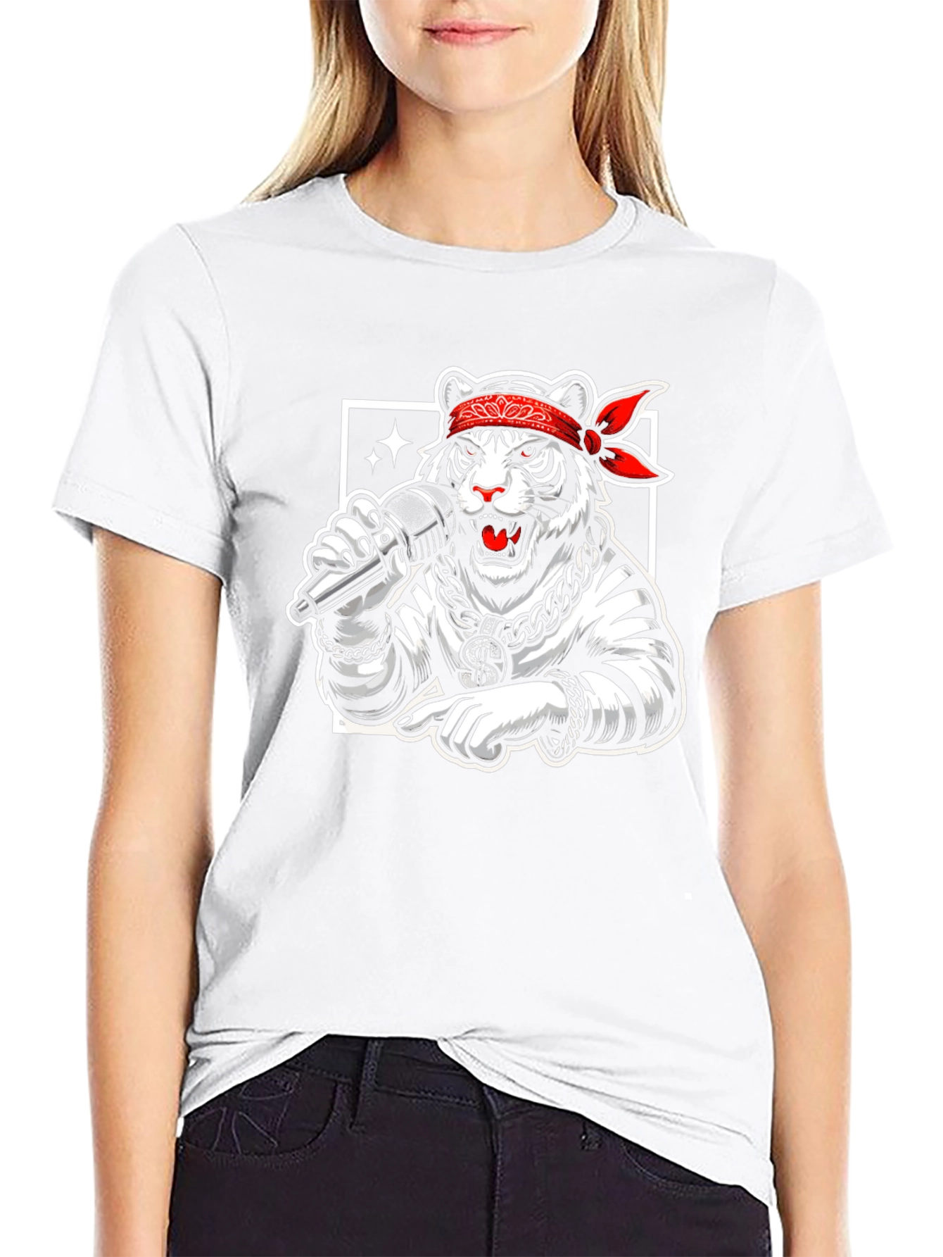 Tiger Rapper Graphic Black T-Shirt