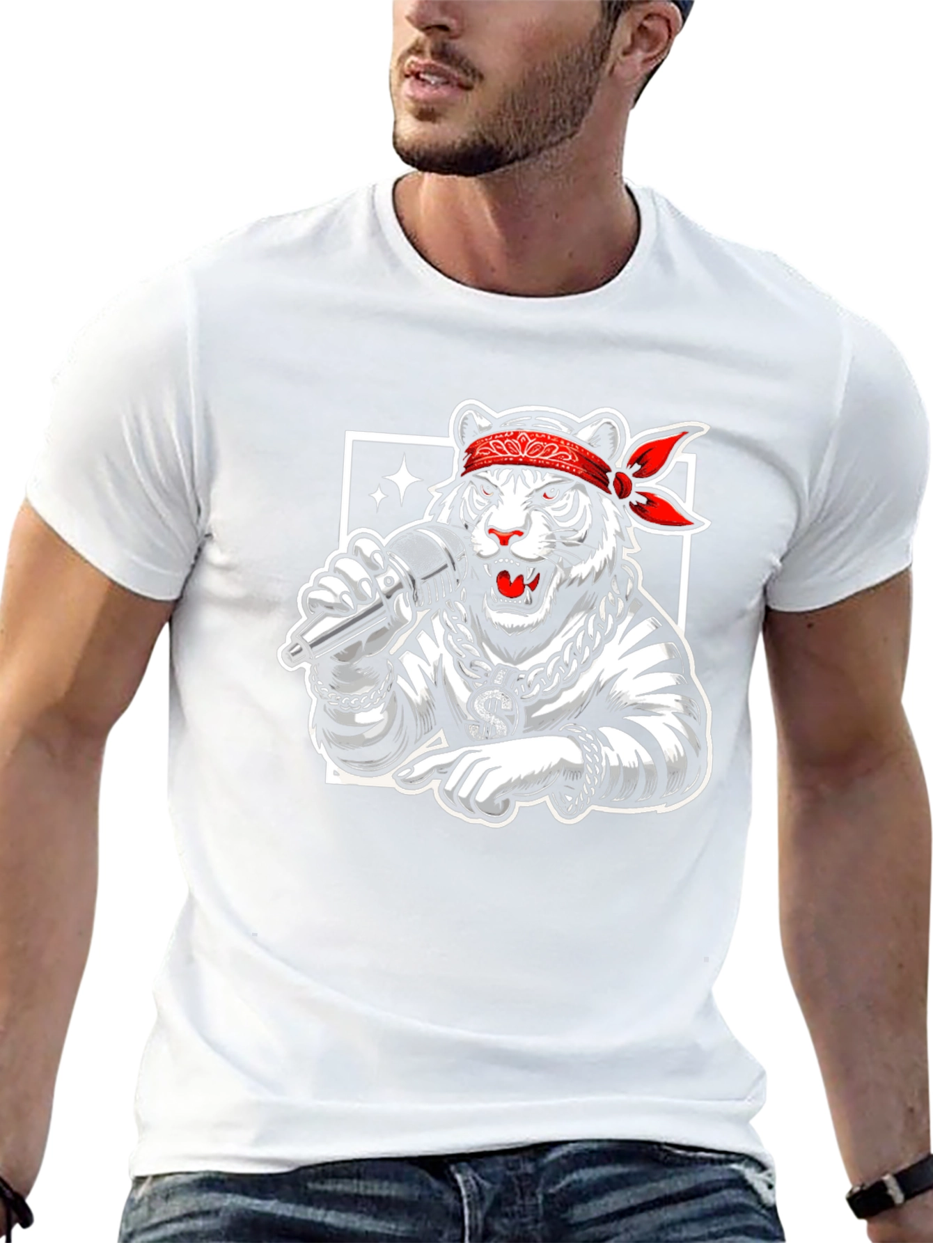 Tiger Rapper Graphic Black T-Shirt