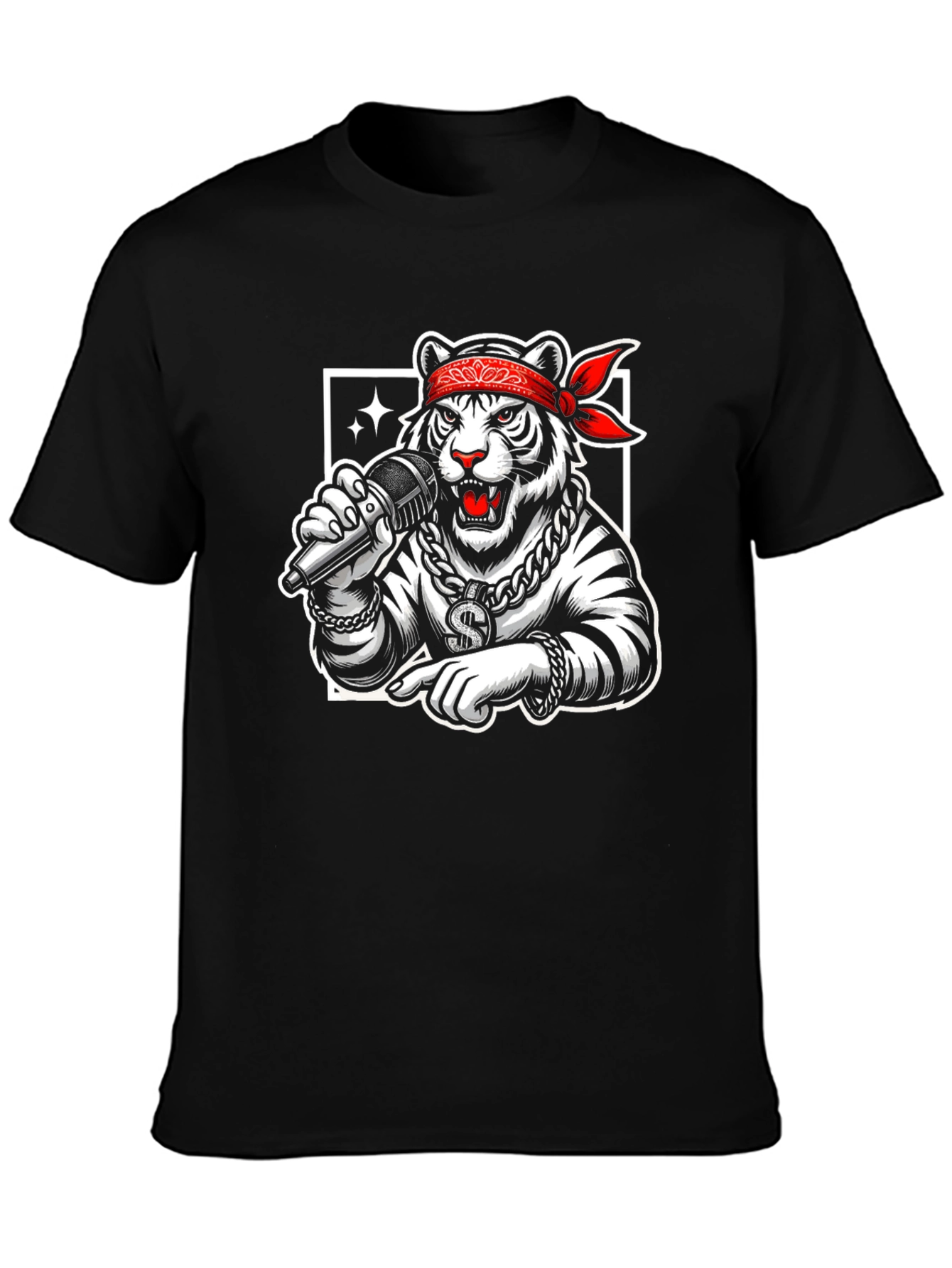 Tiger Rapper Graphic Black T-Shirt