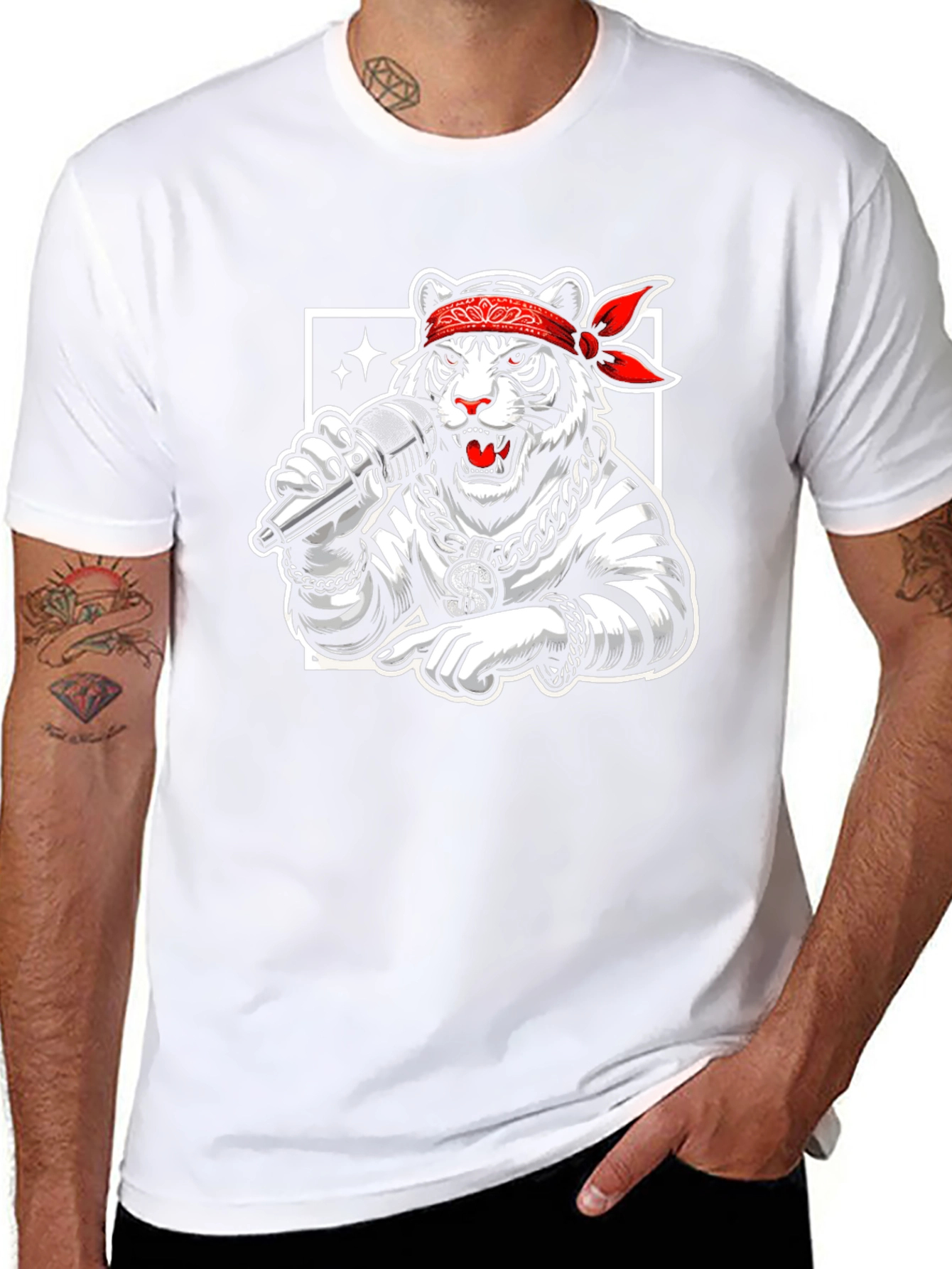Tiger Rapper Graphic Black T-Shirt