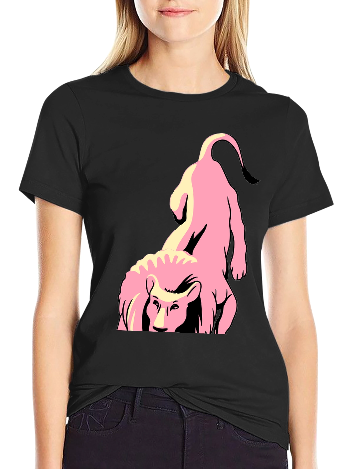 Pink Lion Graphic Tee - Stylish and Unique