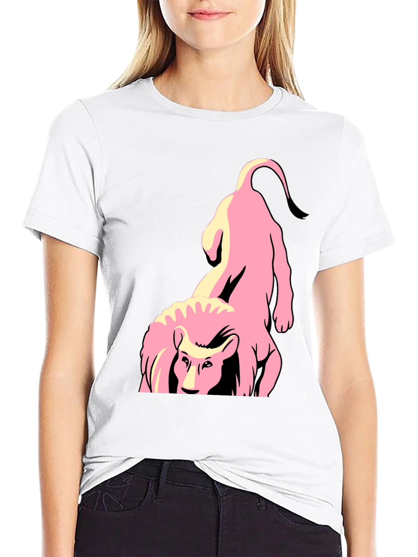 Pink Lion Graphic Tee - Stylish and Unique