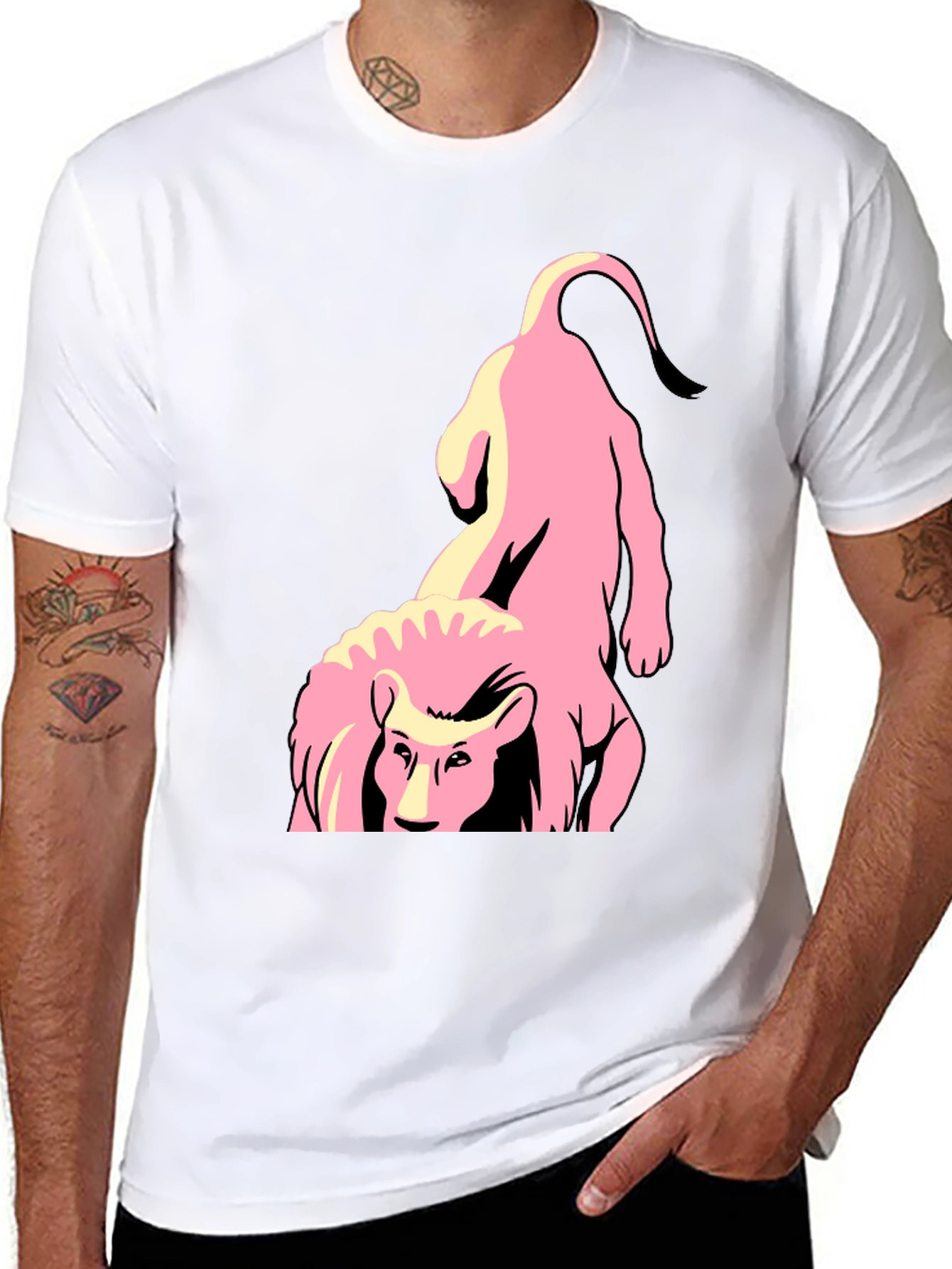 Pink Lion Graphic Tee - Stylish and Unique