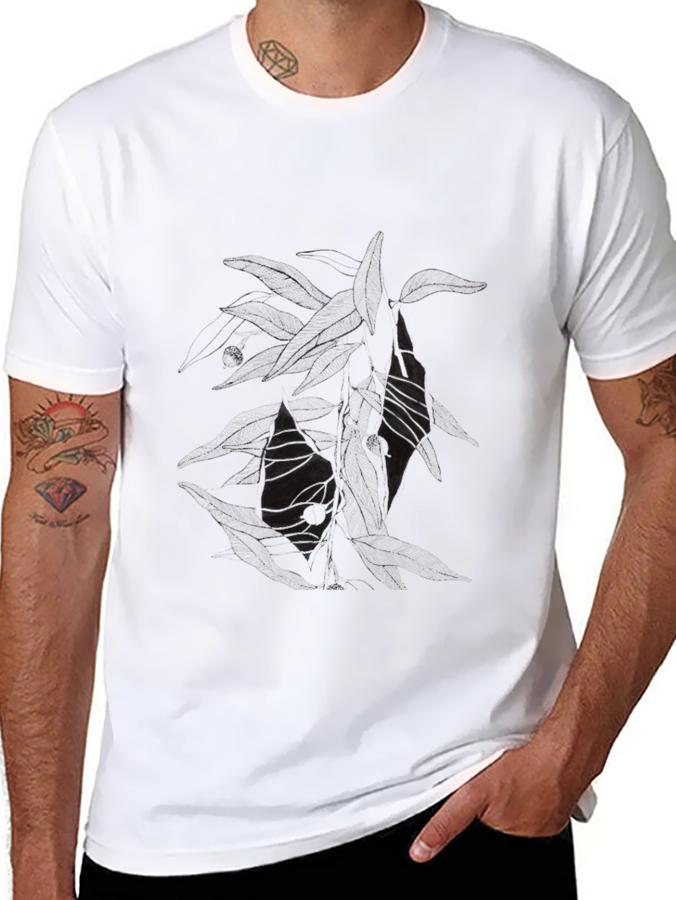 Abstract Graphic Print Mens Black T-Shirt