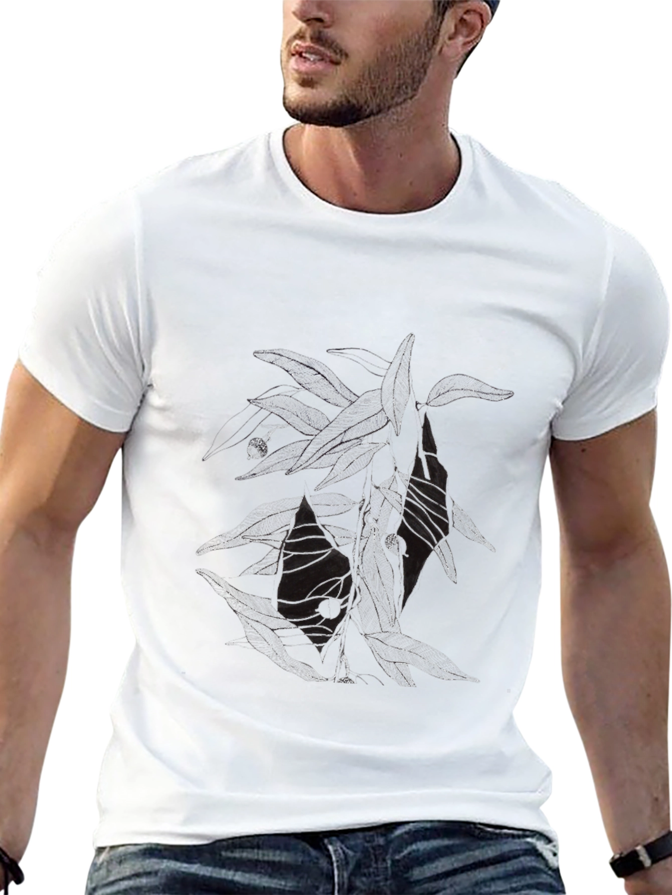 Abstract Graphic Print Mens Black T-Shirt