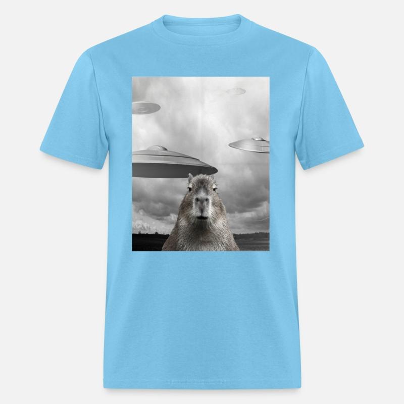 Funny Graphic Capybara Selfie with UFOs Weird