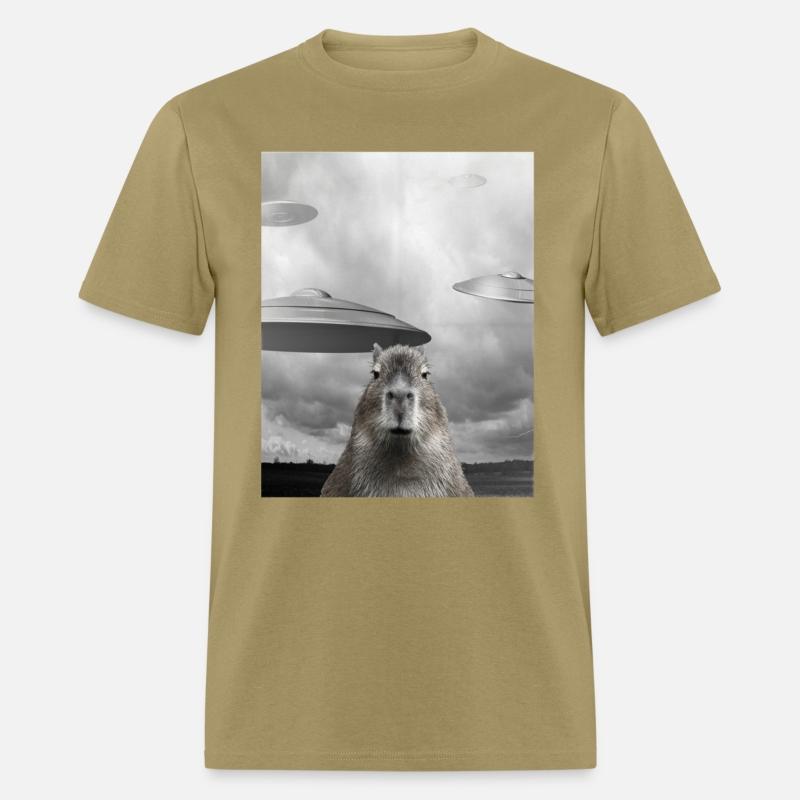 Funny Graphic Capybara Selfie with UFOs Weird