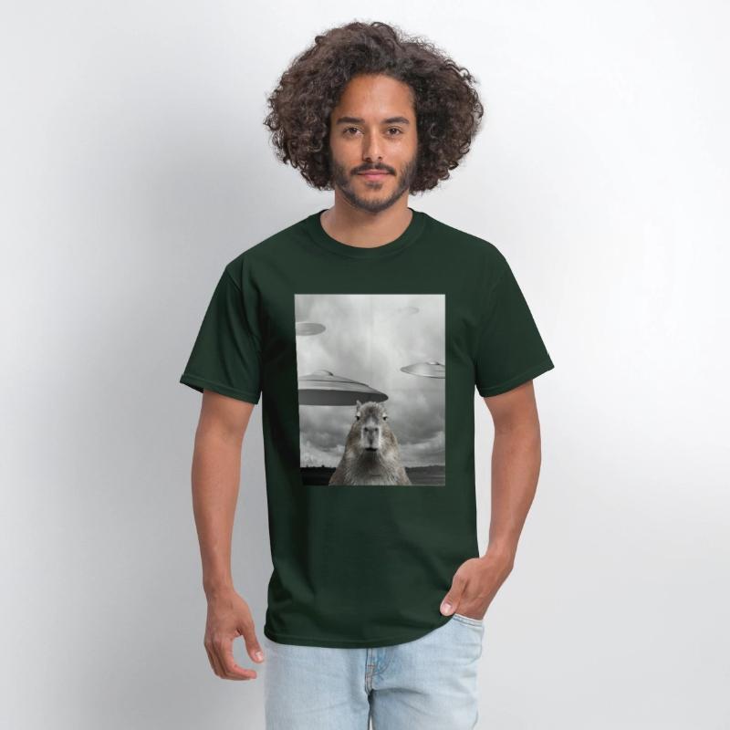 Funny Graphic Capybara Selfie with UFOs Weird