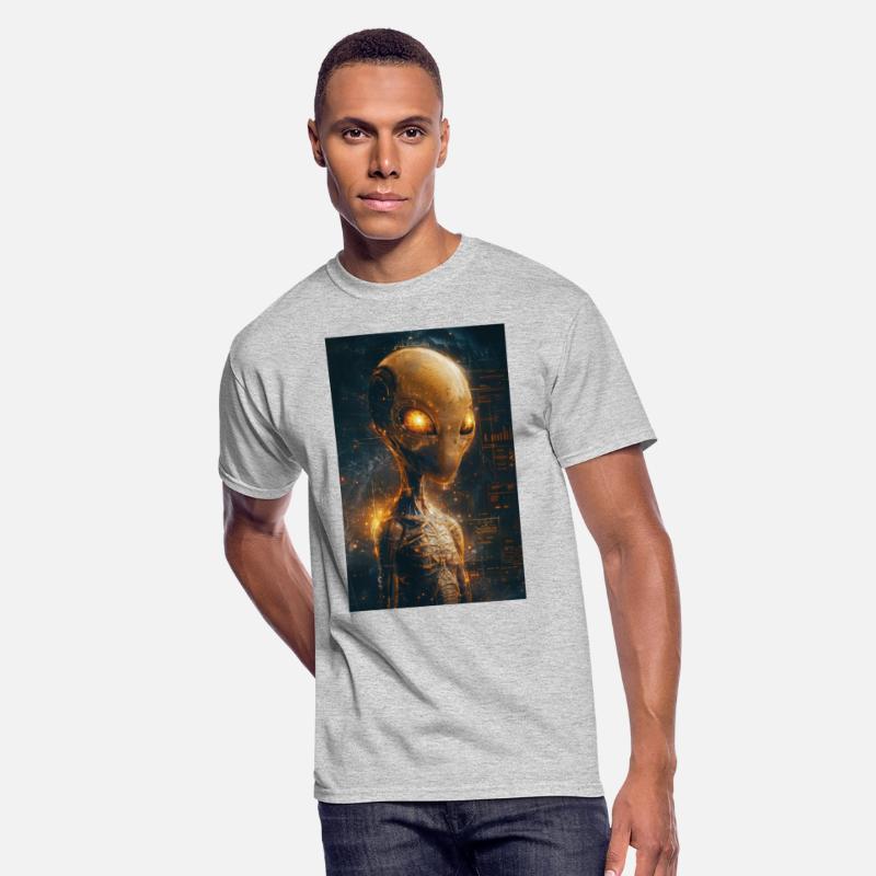 Futuristic Alien with Glowing Eyes in Digital Real