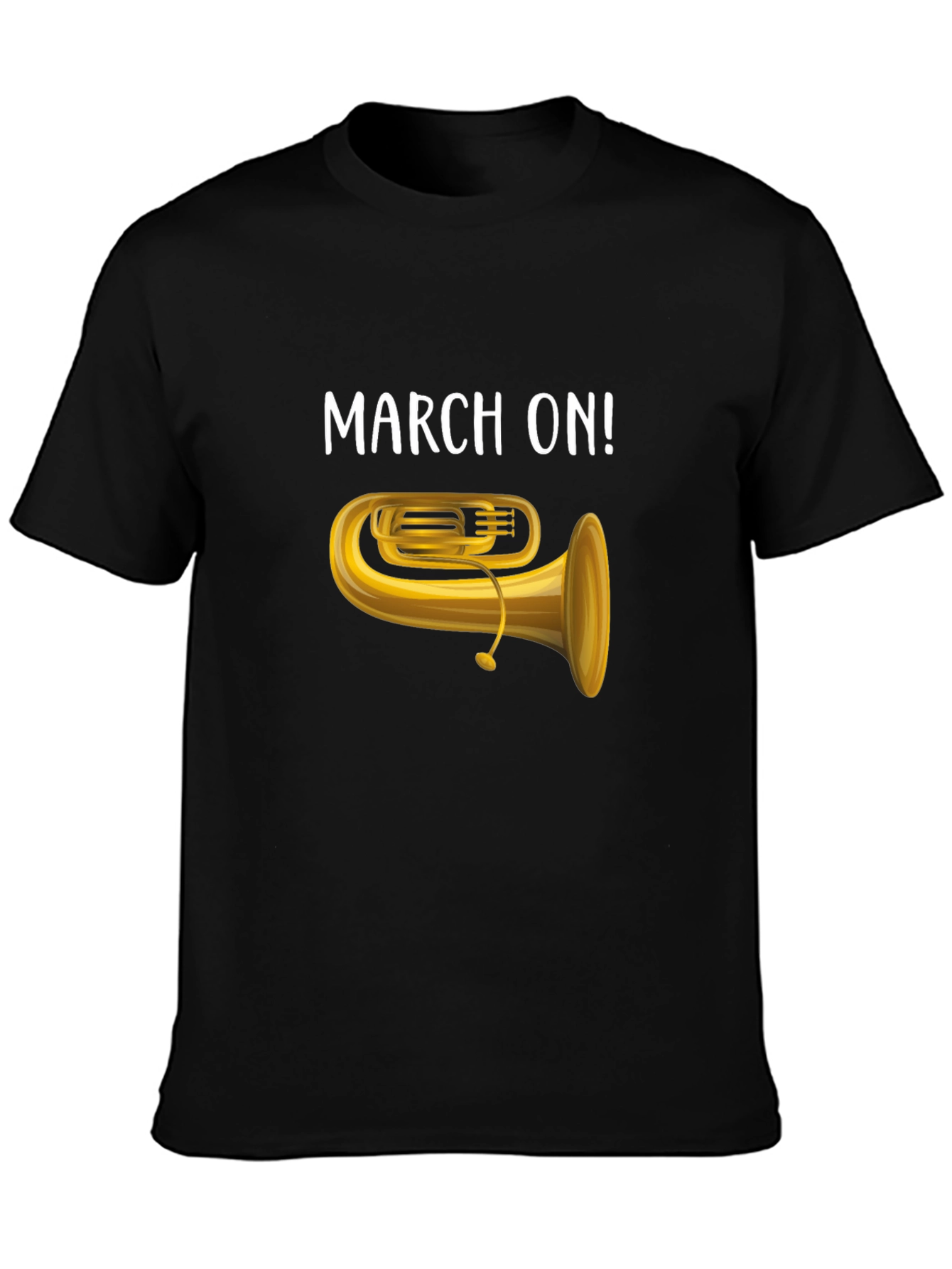 March On! Black T-Shirt - Tuba Music Band Tee