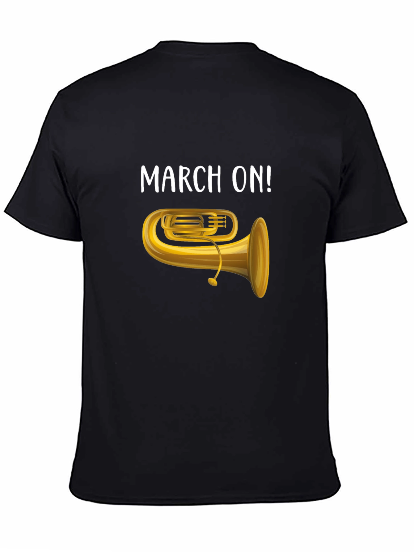 March On! Black T-Shirt - Tuba Music Band Tee