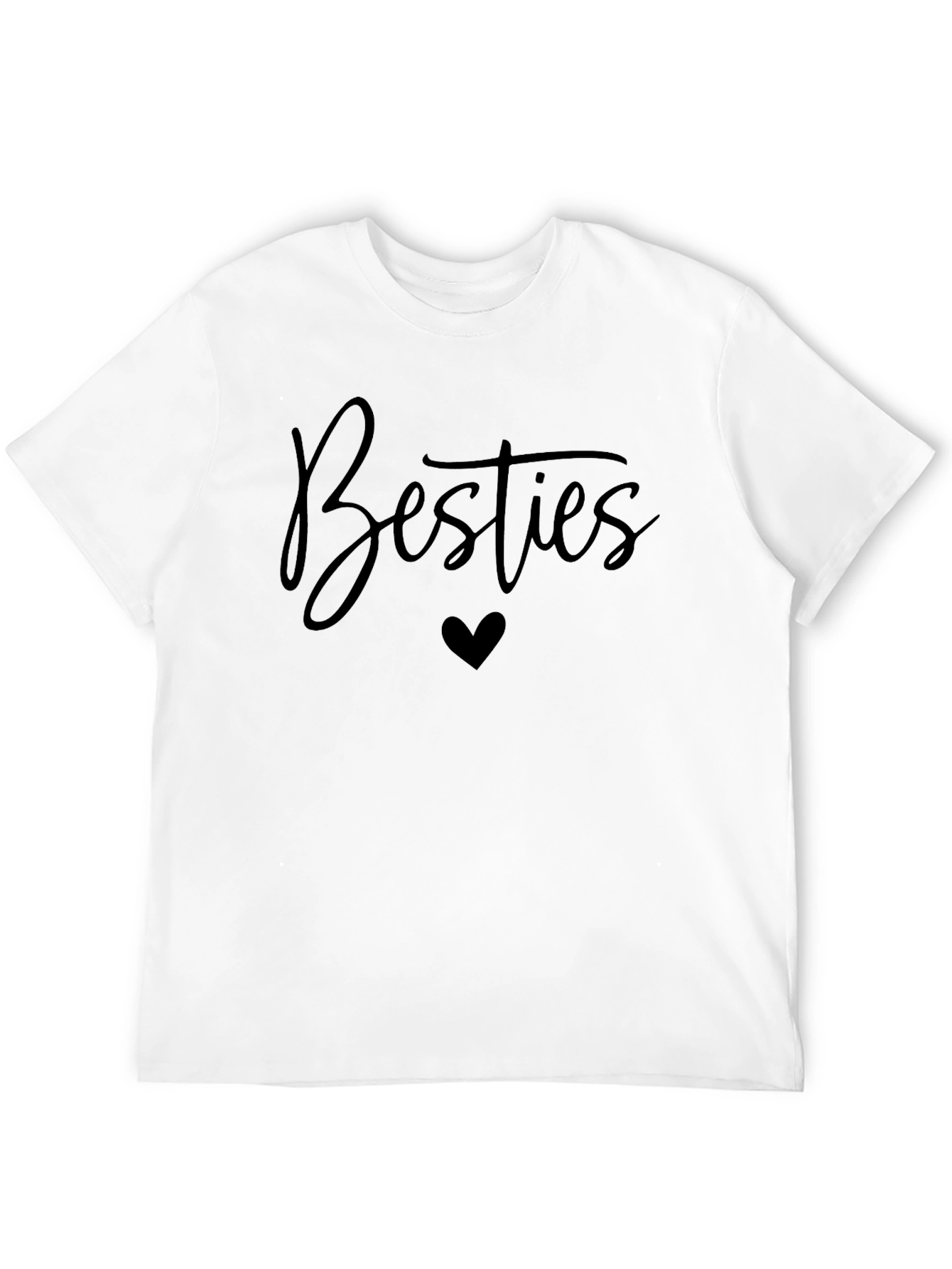 Besties Heart Graphic T-Shirt - Black
