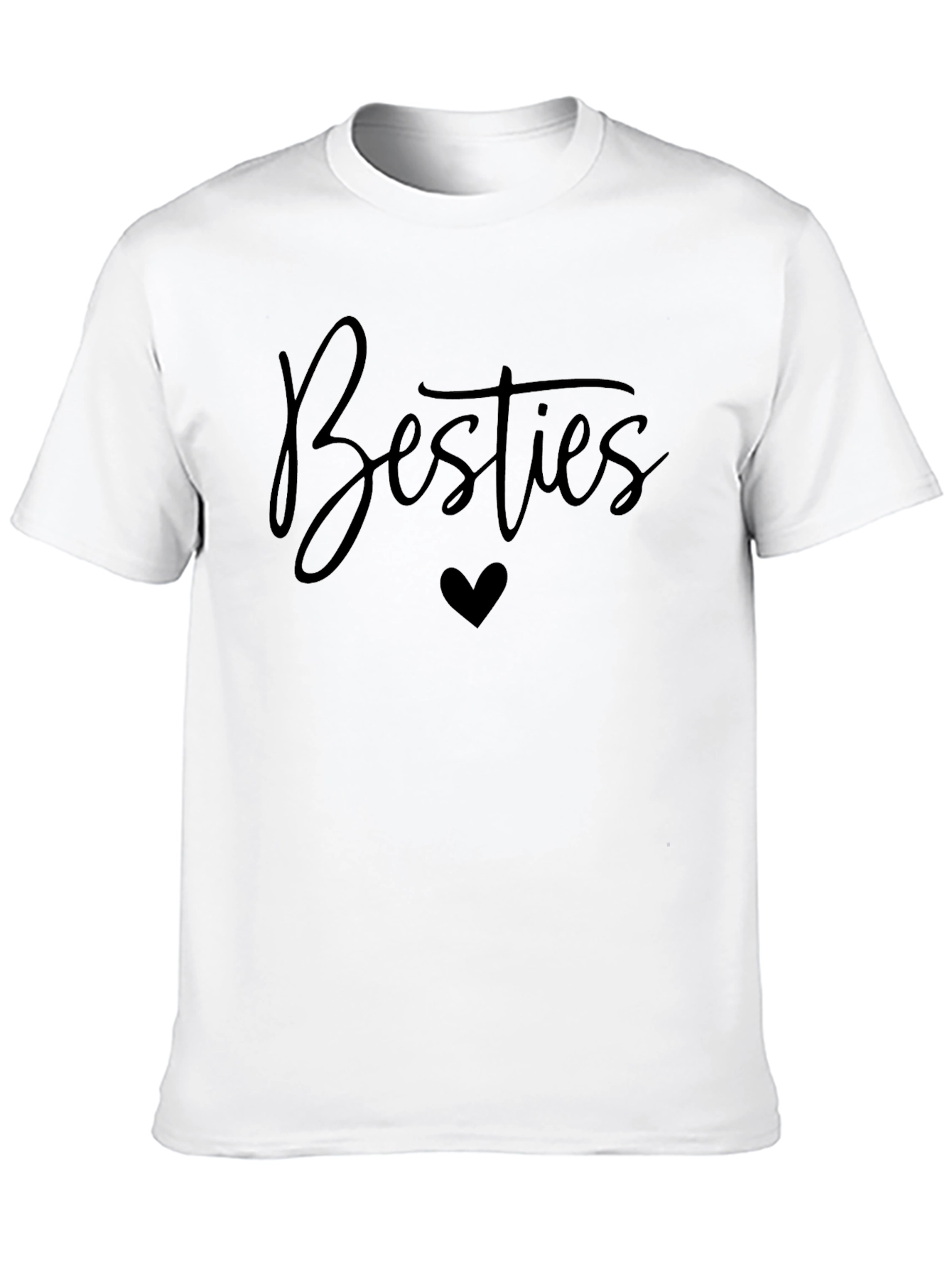 Besties Heart Graphic T-Shirt - Black