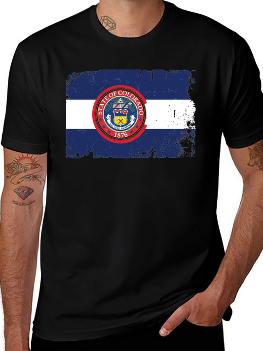 Colorado State Flag Graphic T-Shirt - Distressed Design