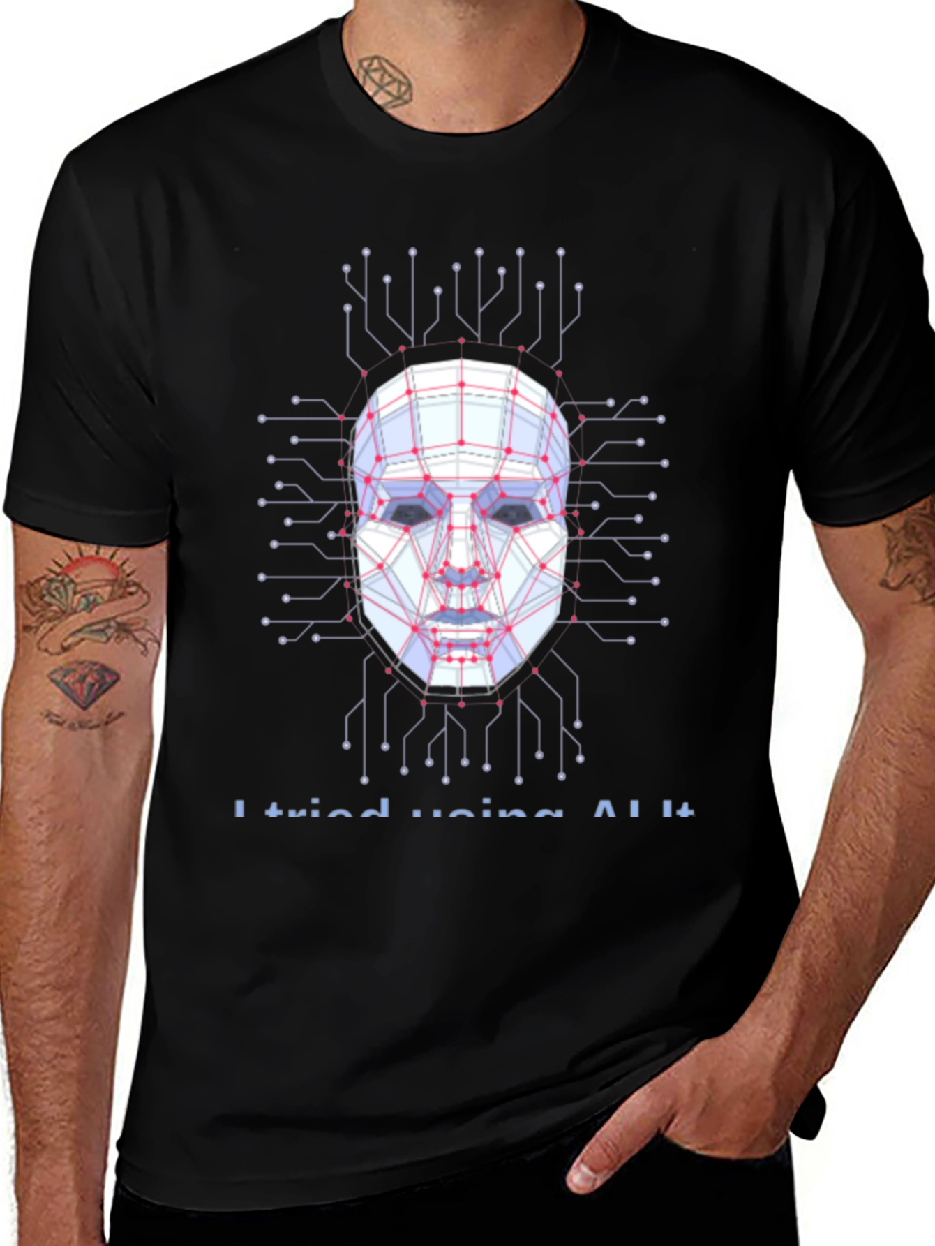 AI Circuit Face Graphic T-Shirt