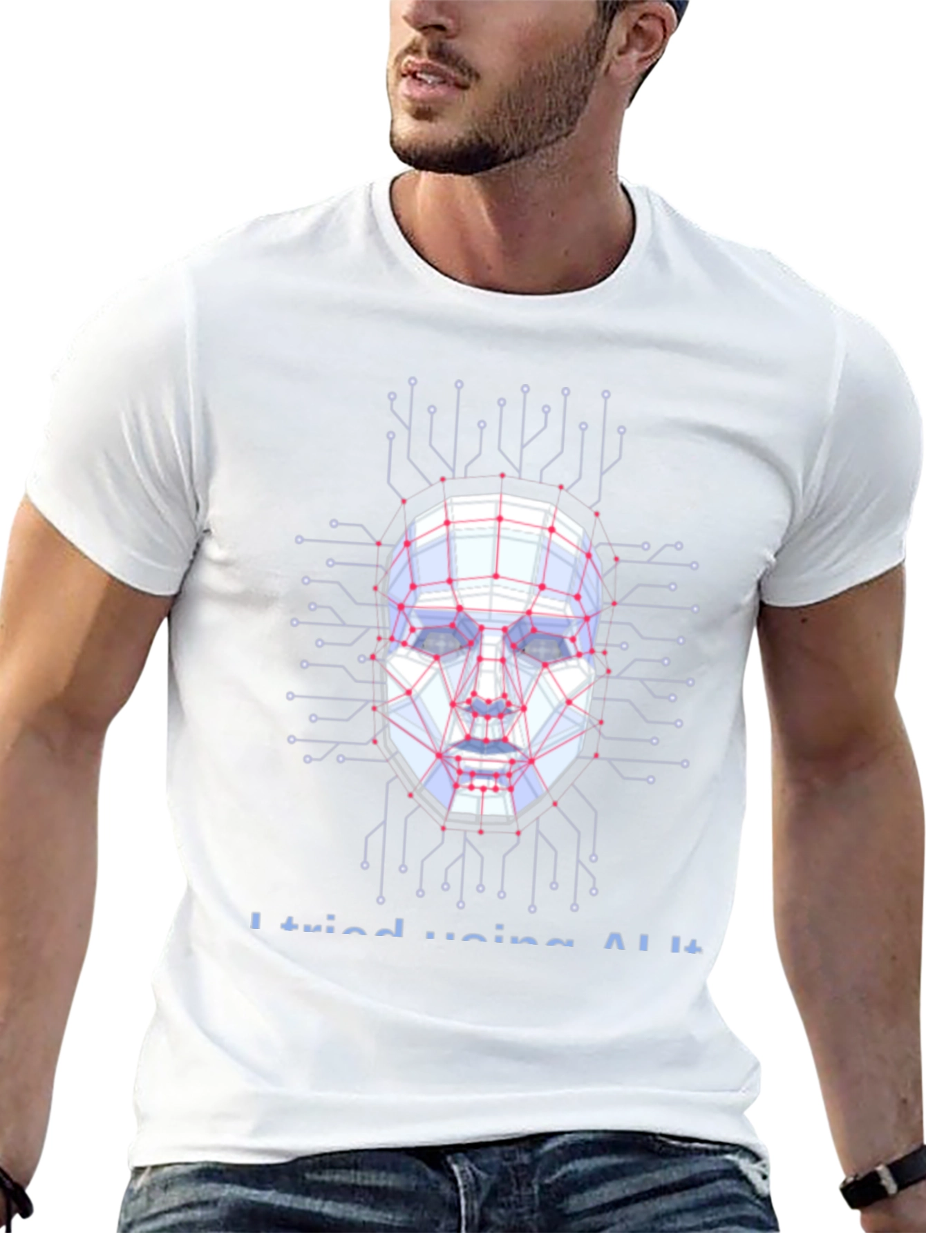 AI Circuit Face Graphic T-Shirt