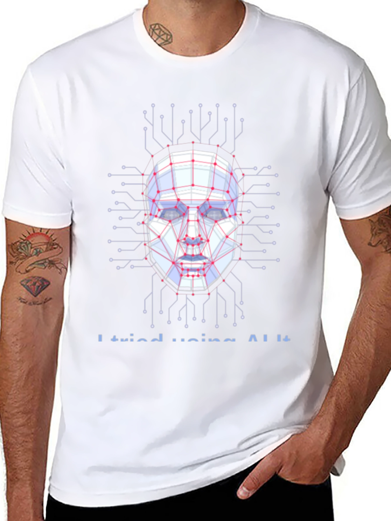AI Circuit Face Graphic T-Shirt