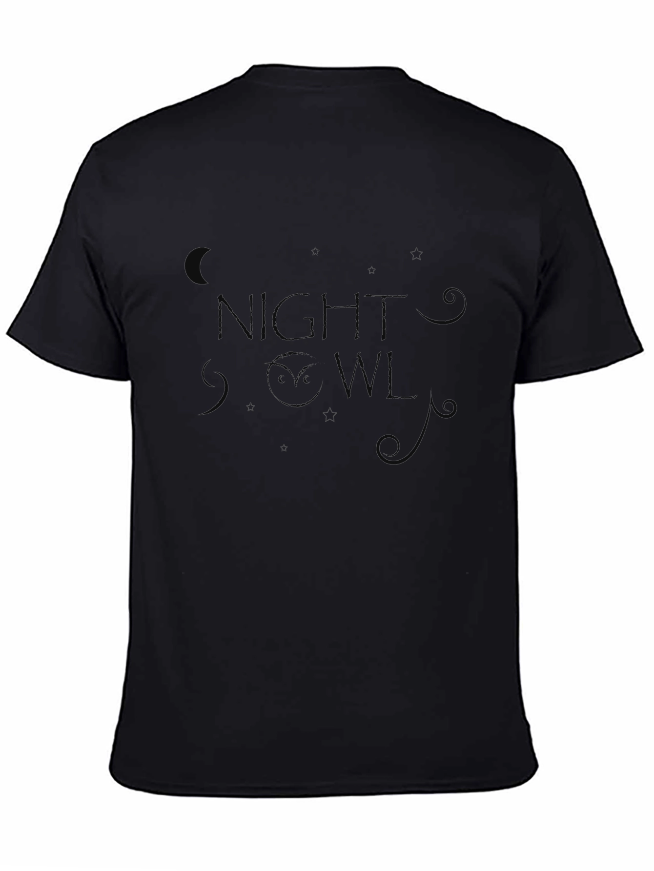 Night Owl Graphic Tee - Stylish Black Cotton T-Shirt