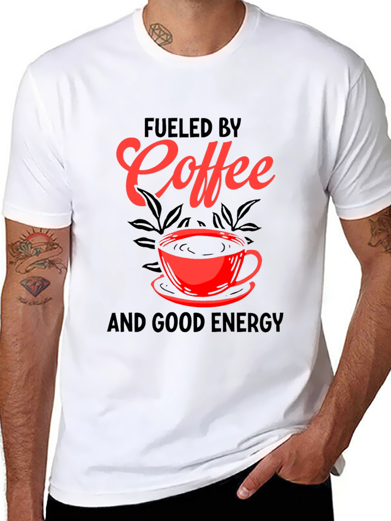 Fueled by Coffee Graphic Tee - Black Cotton Blend