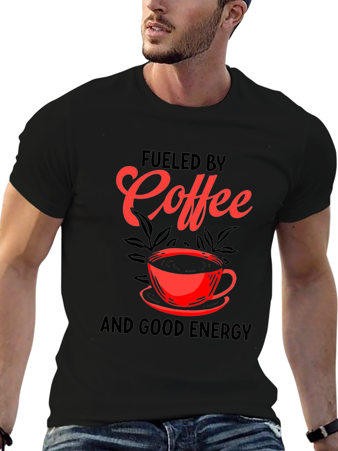 Fueled by Coffee Graphic Tee - Black Cotton Blend