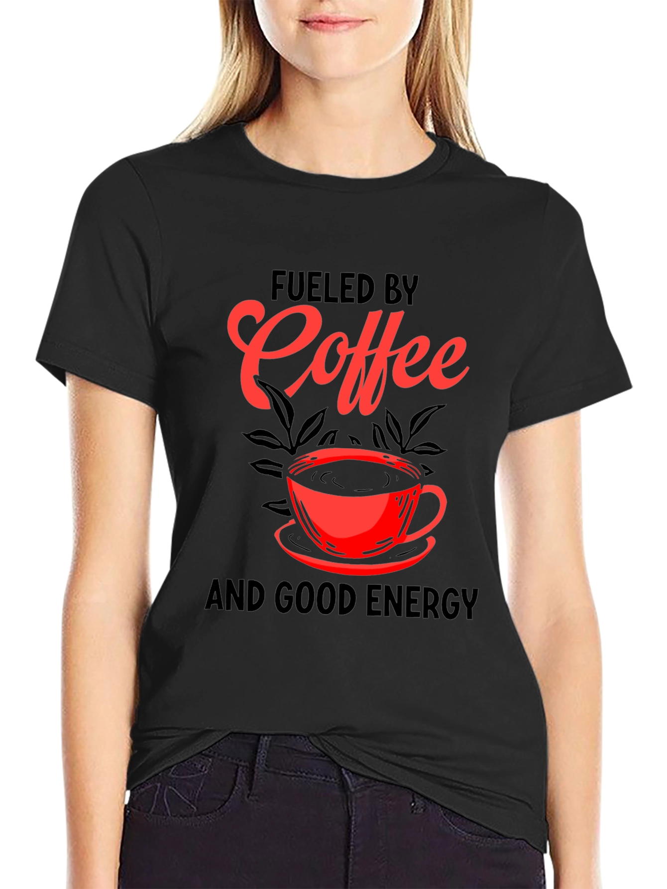 Fueled by Coffee Graphic Tee - Black Cotton Blend