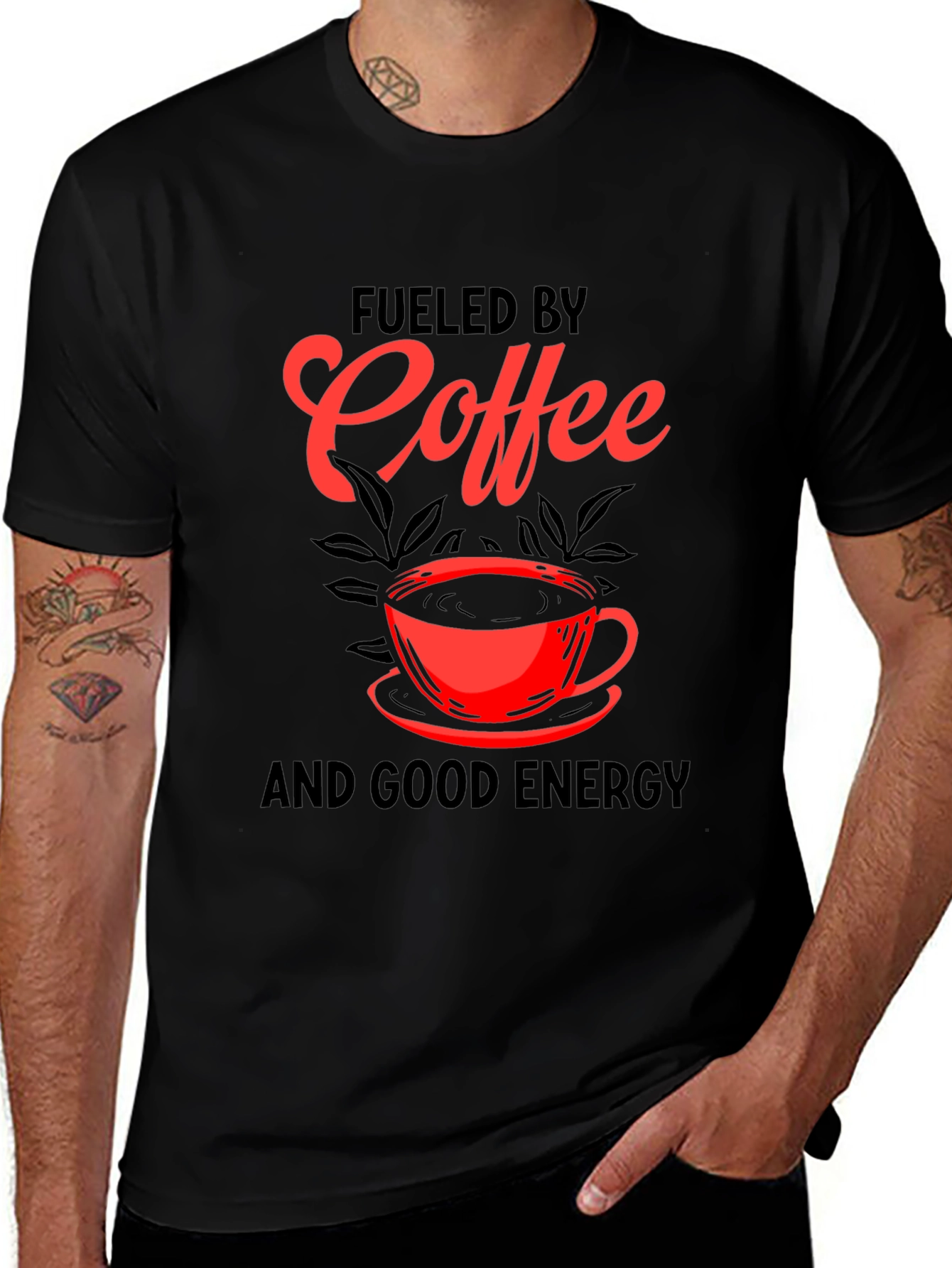 Fueled by Coffee Graphic Tee - Black Cotton Blend