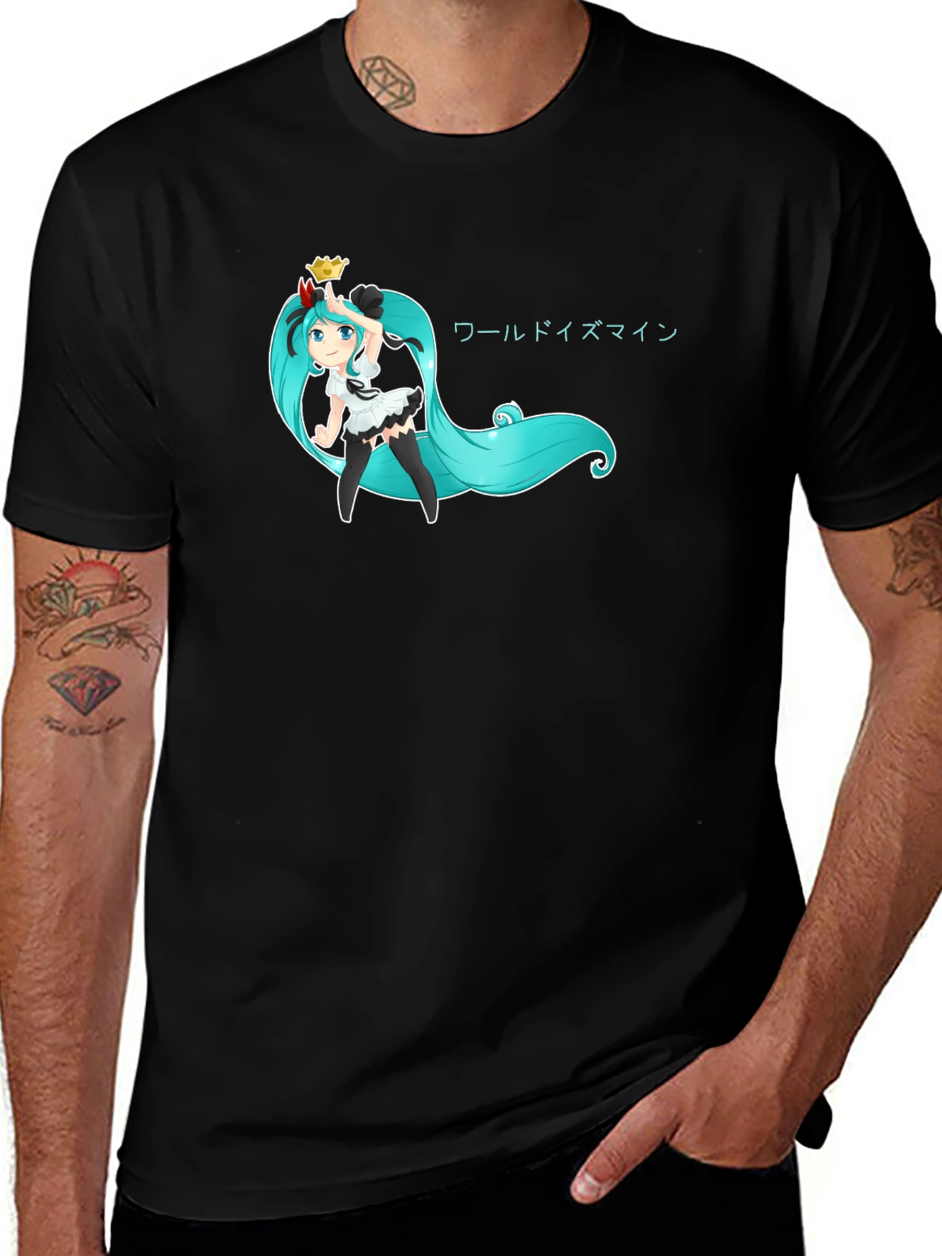 Anime Girl Graphic Tee - Black Cotton T-Shirt