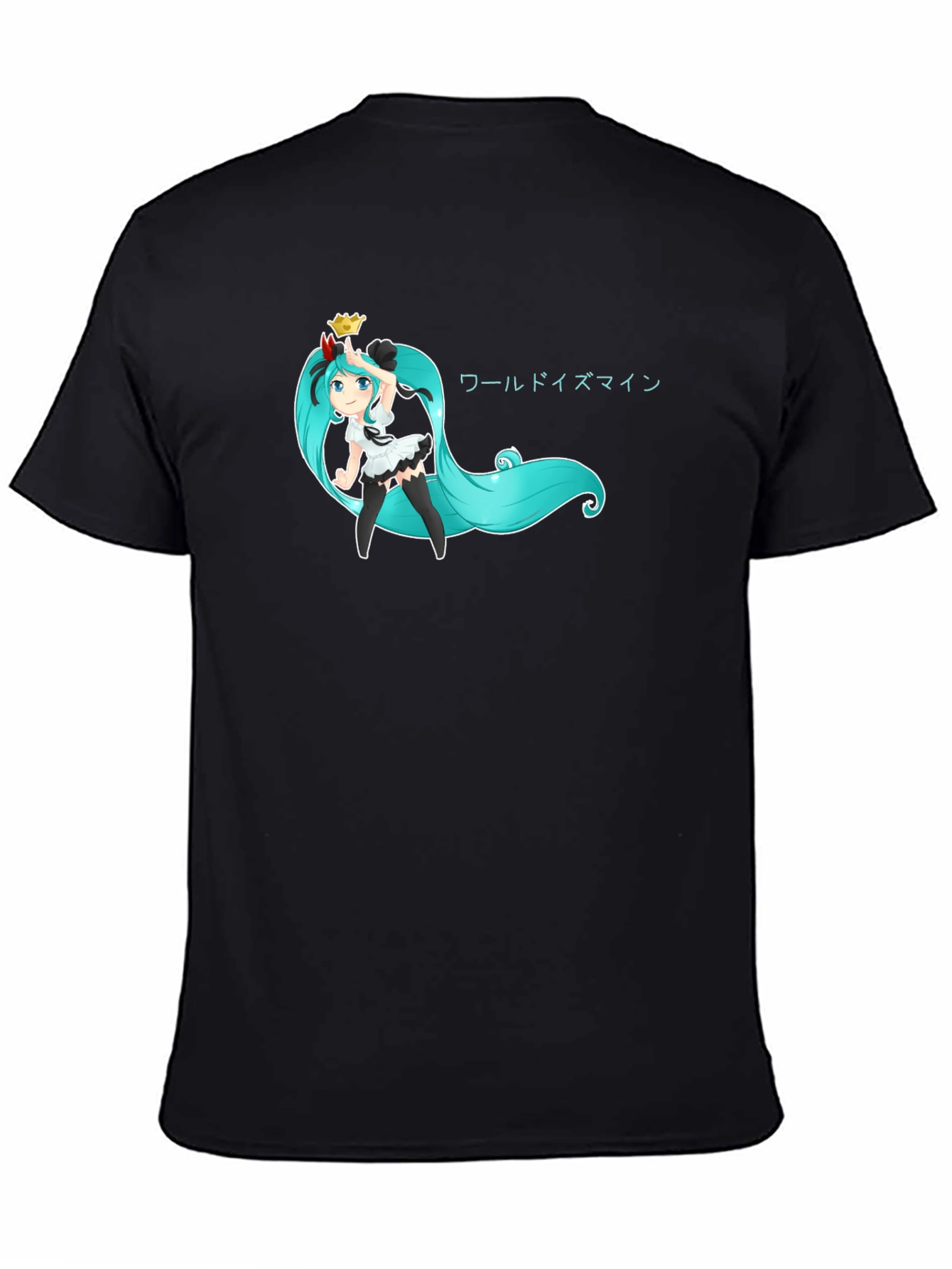 Anime Girl Graphic Tee - Black Cotton T-Shirt