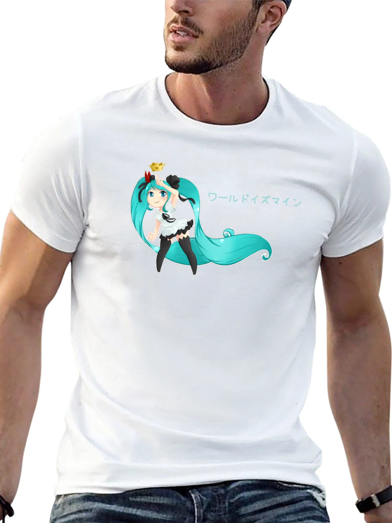 Anime Girl Graphic Tee - Black Cotton T-Shirt