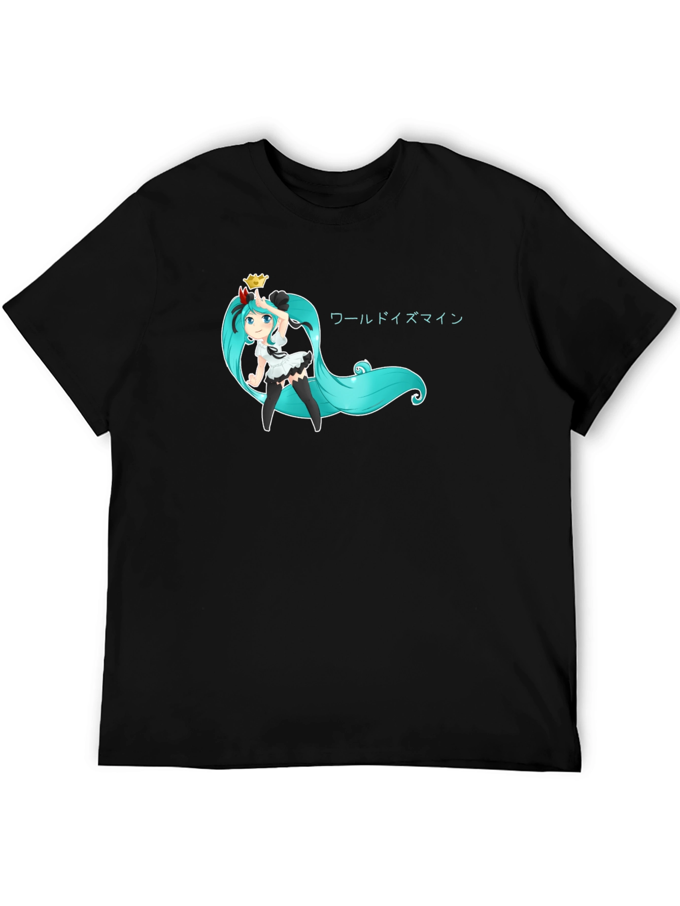Anime Girl Graphic Tee - Black Cotton T-Shirt