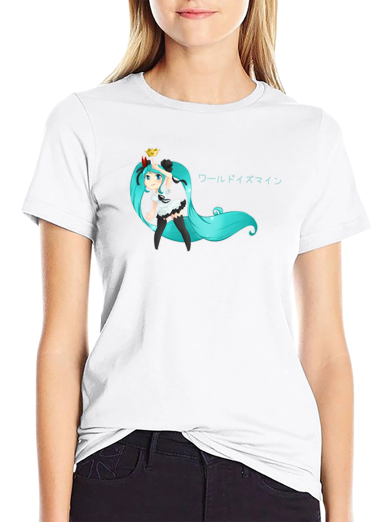 Anime Girl Graphic Tee - Black Cotton T-Shirt