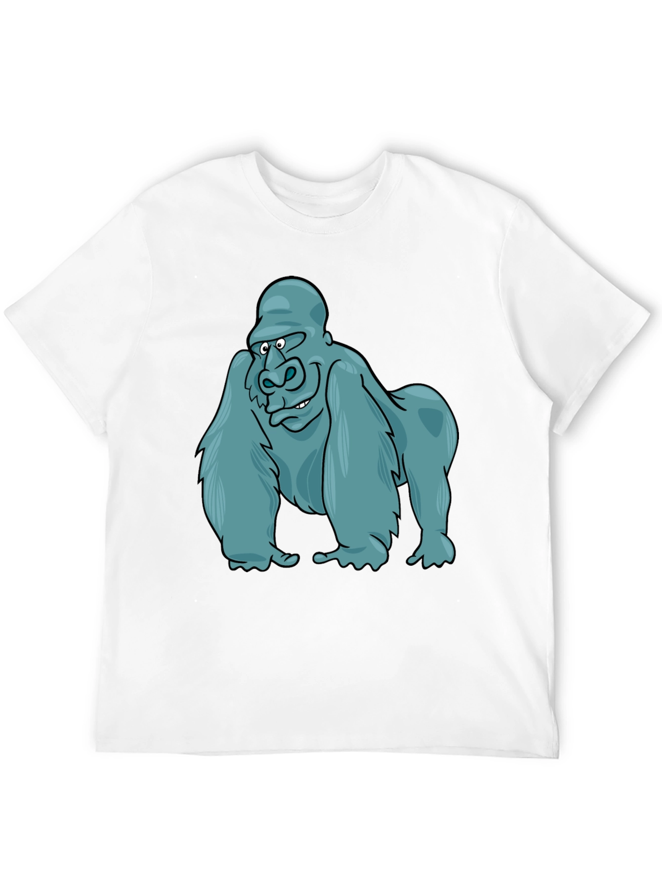 Gorilla Cartoon Print Black T-Shirt