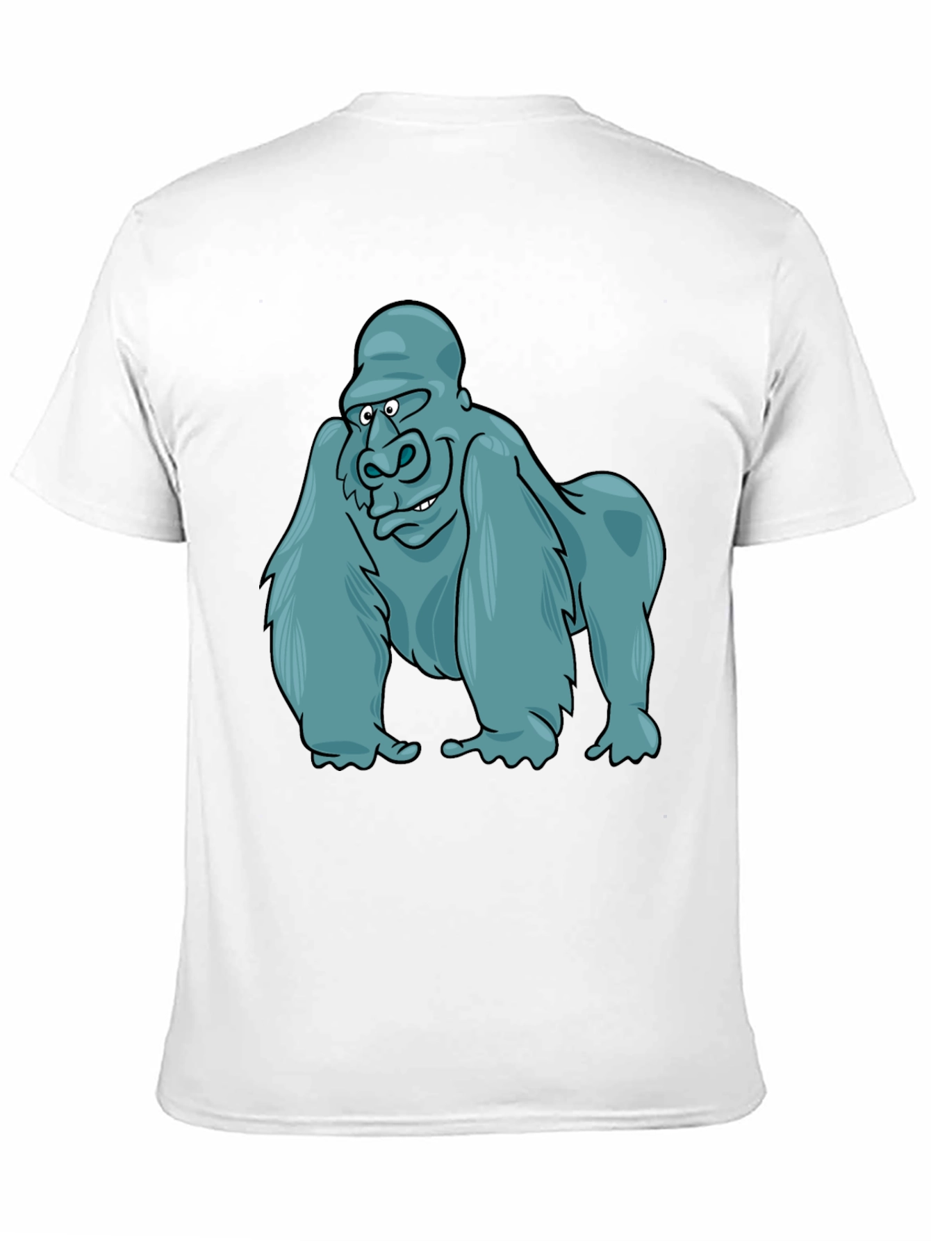 Gorilla Cartoon Print Black T-Shirt