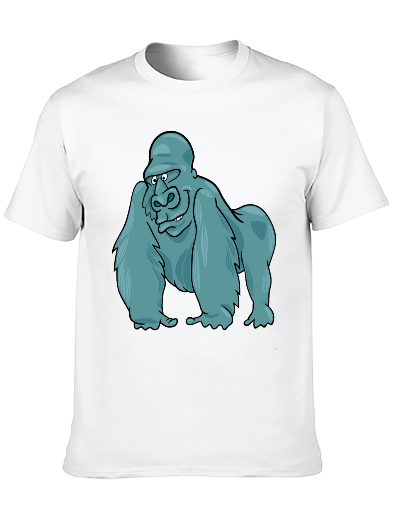 Gorilla Cartoon Print Black T-Shirt