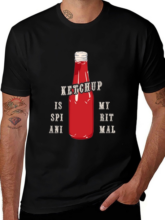 Ketchup Spiritual Animal Graphic Tee - Casual Black T-Shirt