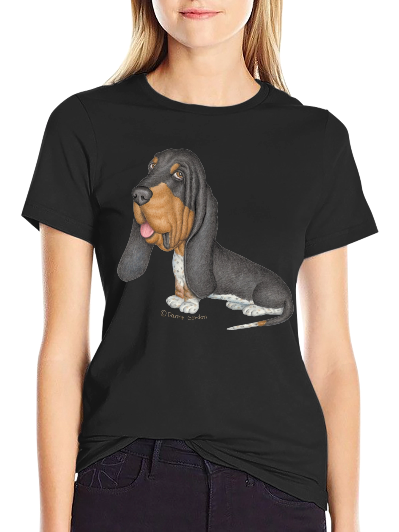 Basset Hound Graphic Tee - Black