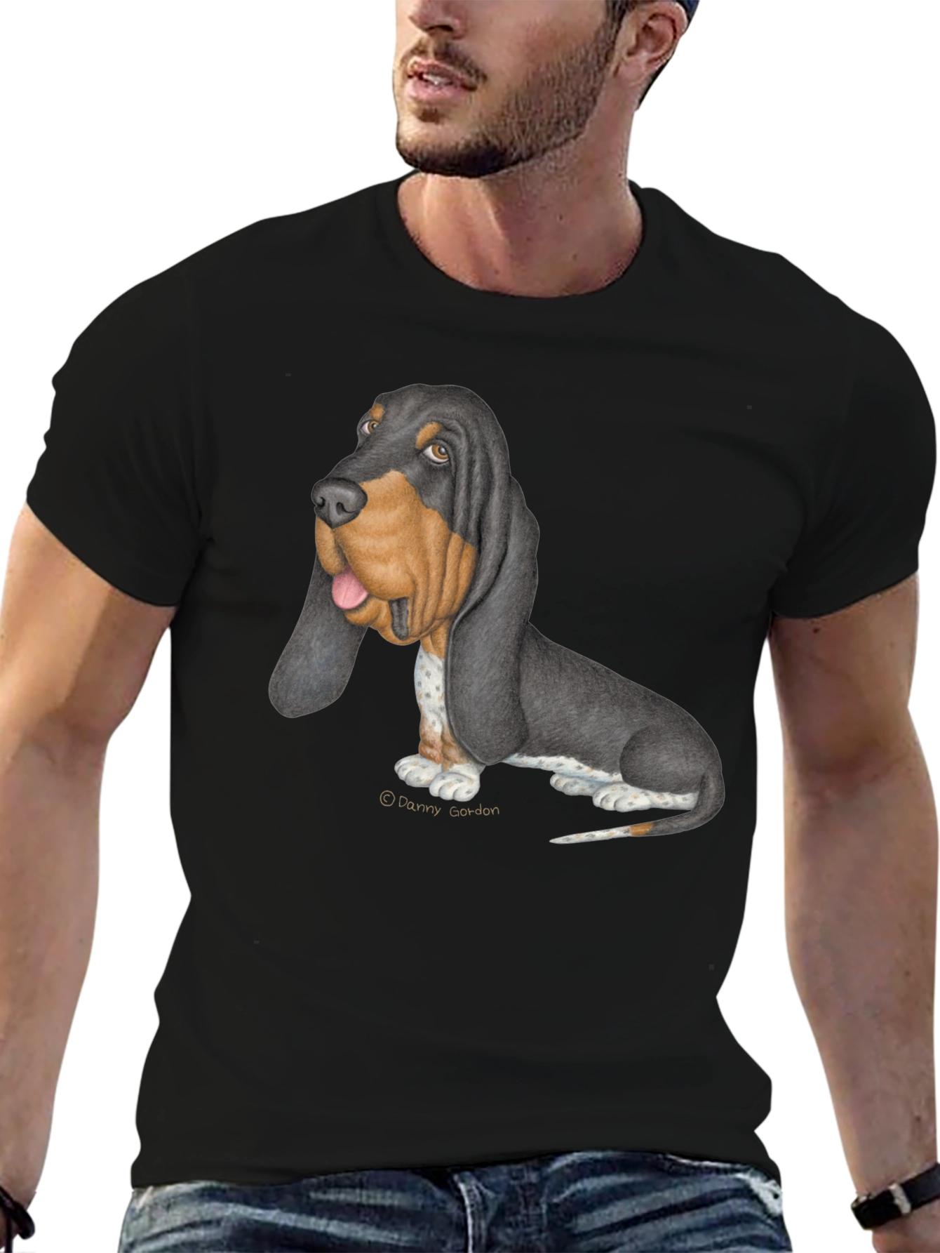 Basset Hound Graphic Tee - Black