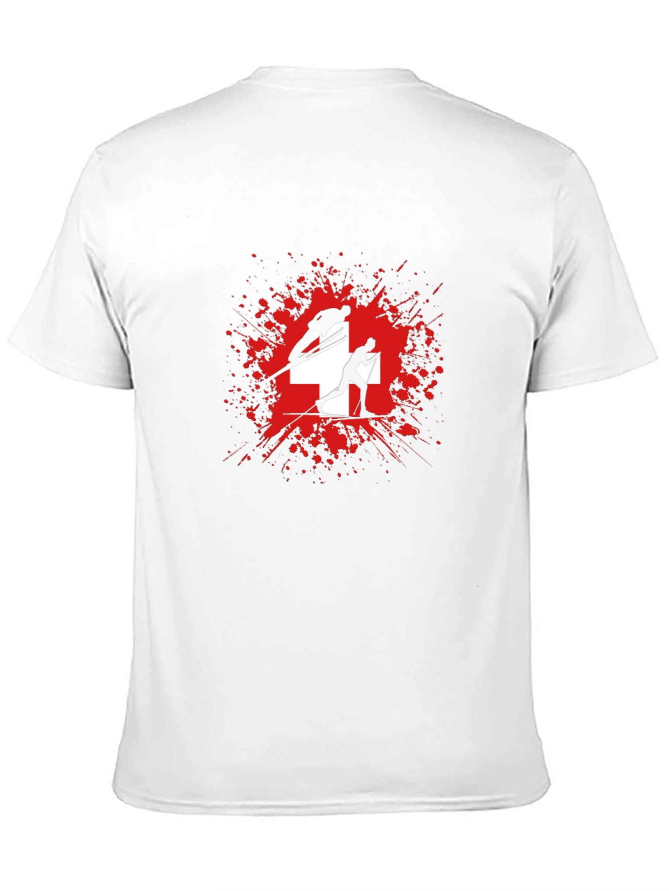 Swiss Skiing T-Shirt - Red Splash Design