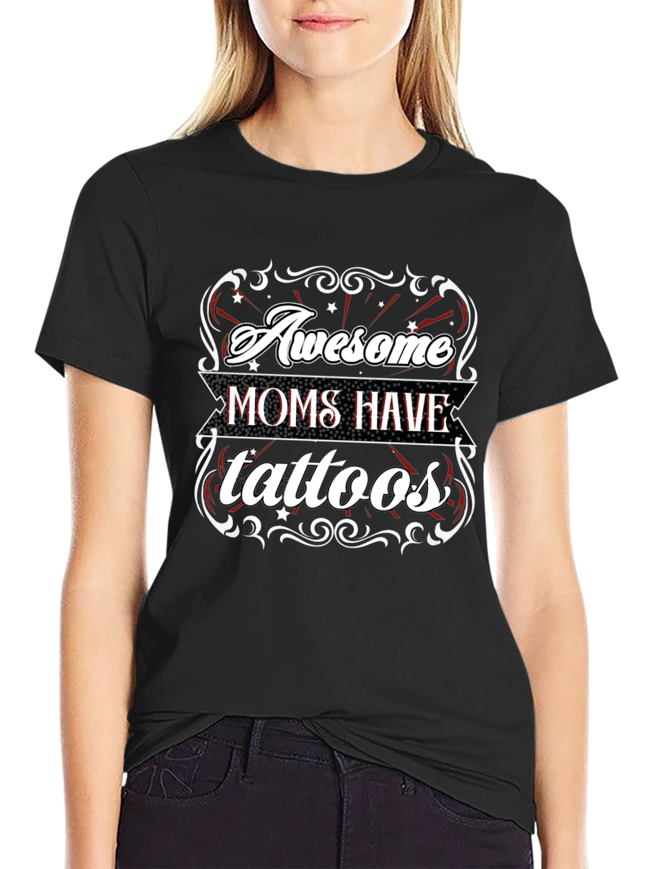 Awesome Moms Have Tattoos Black T-Shirt