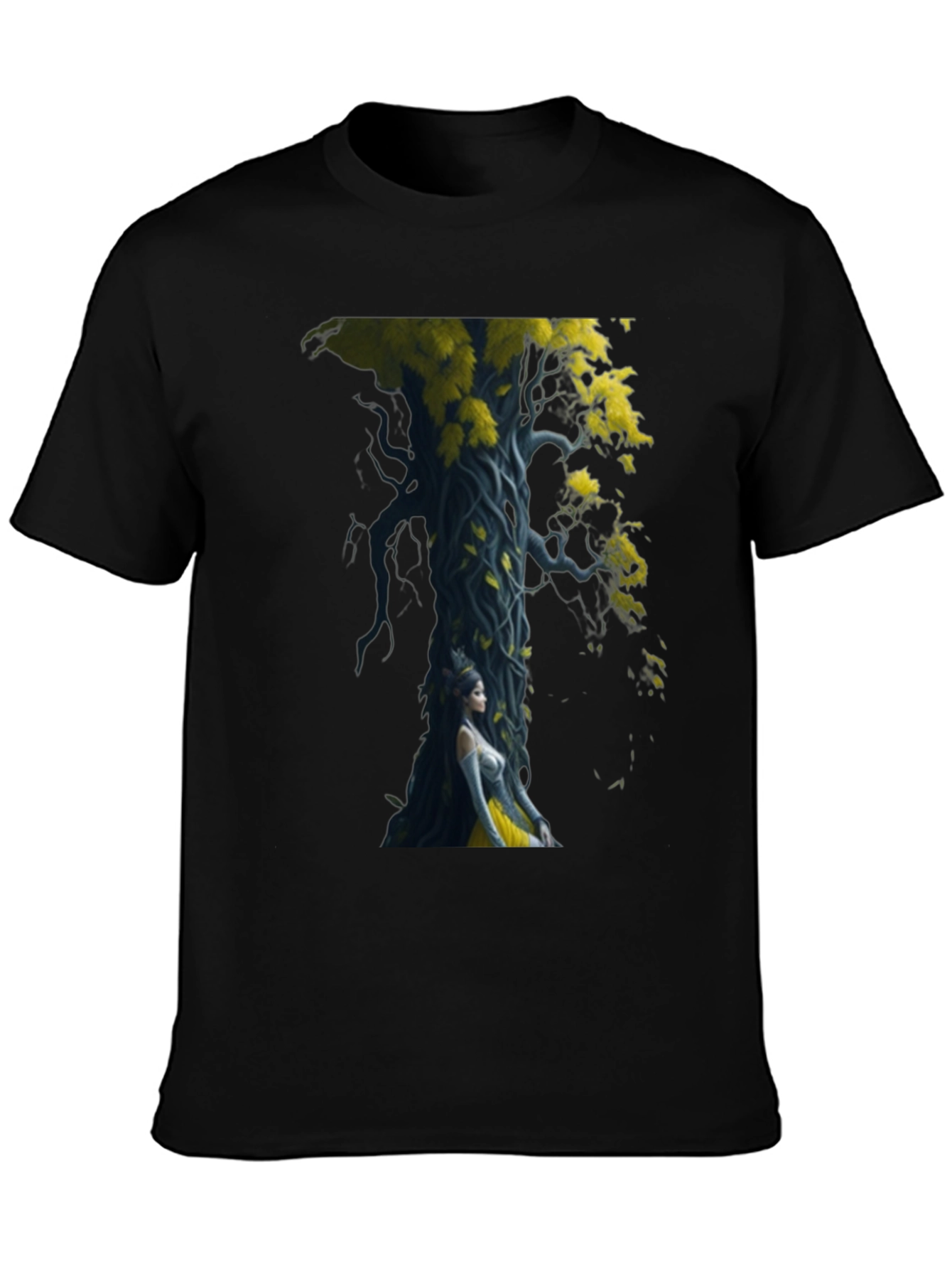 Black T-Shirt with Fantasy Tree Art