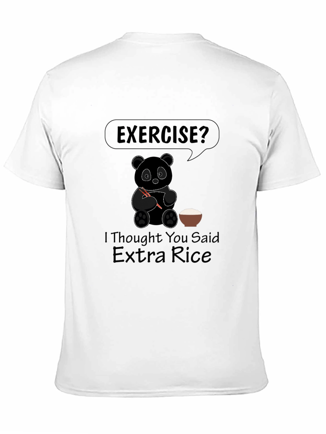 Funny Panda Exercise? Extra Rice Black Graphic T-Shirt