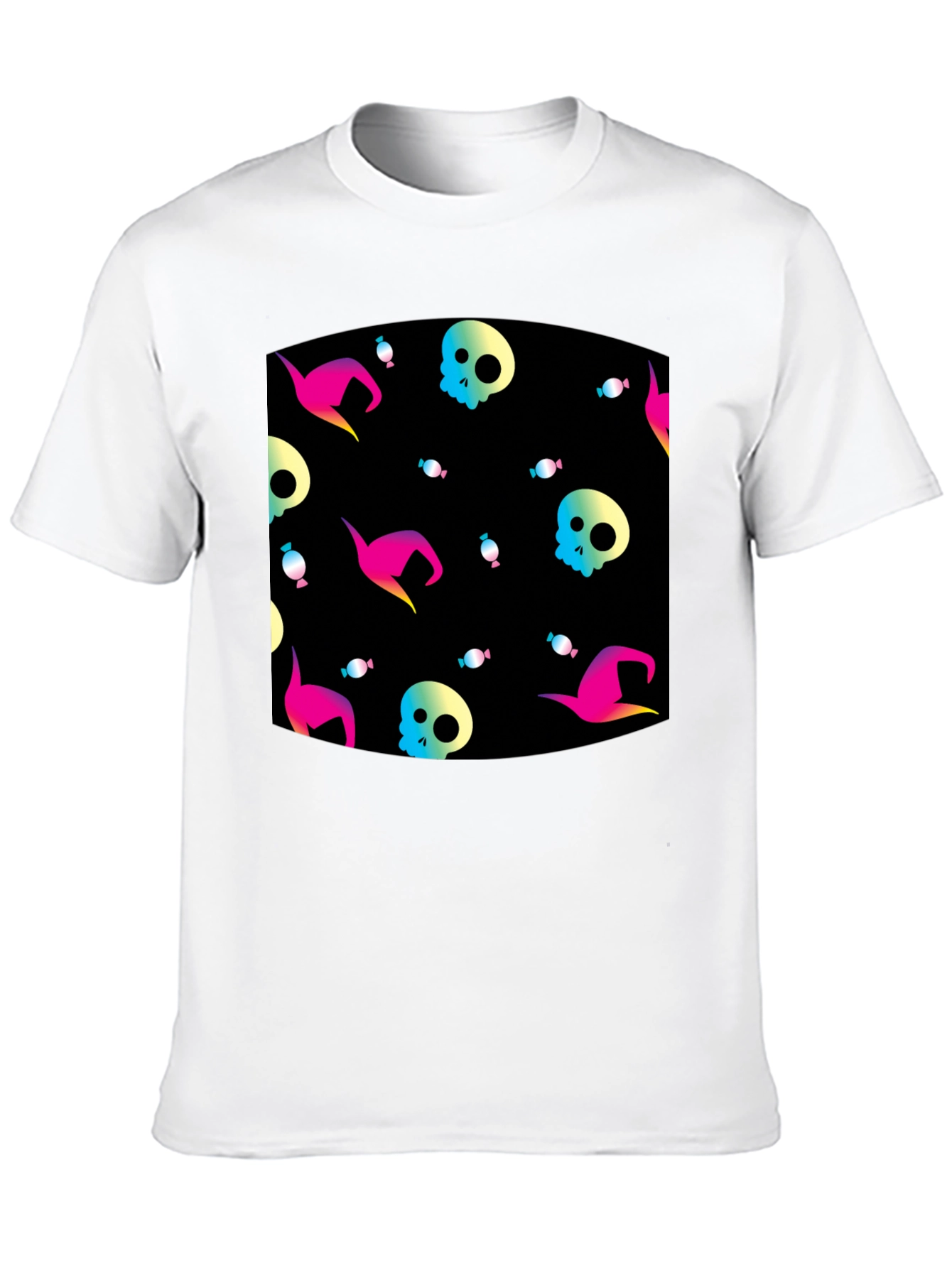 Halloween Patterned Black T-Shirt