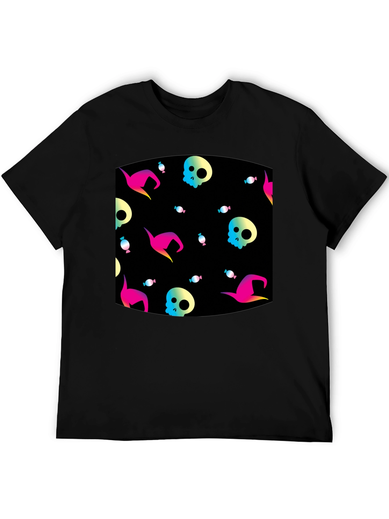 Halloween Patterned Black T-Shirt
