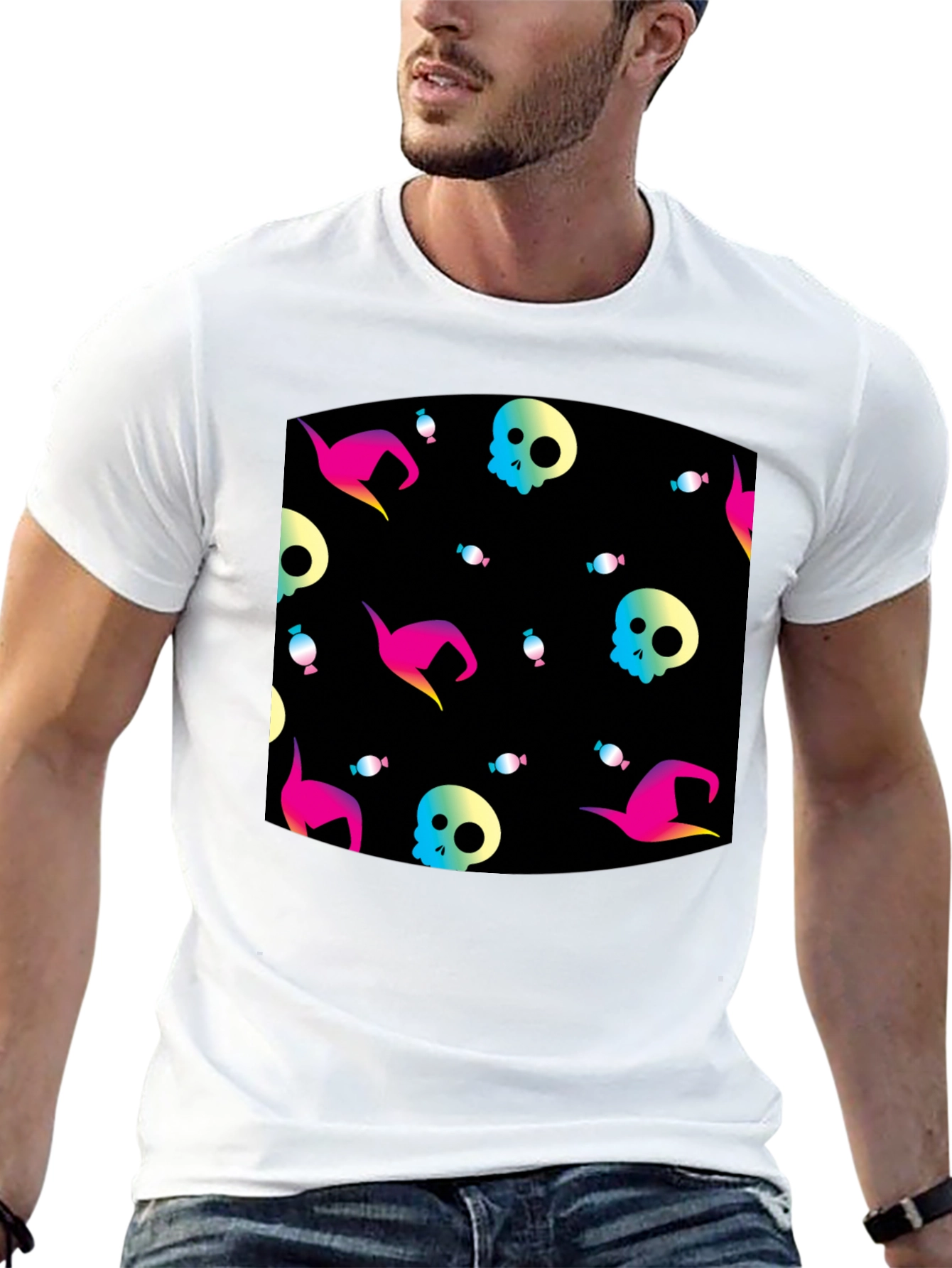 Halloween Patterned Black T-Shirt