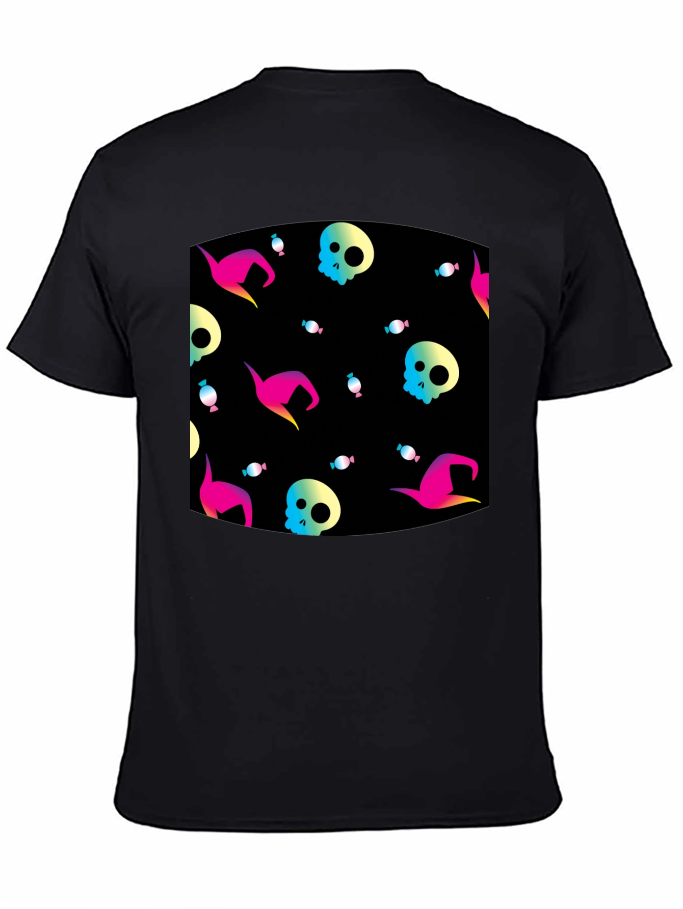 Halloween Patterned Black T-Shirt
