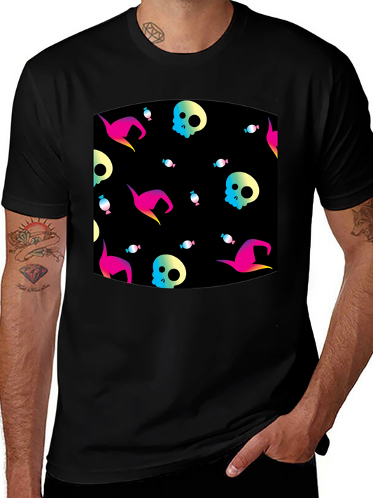 Halloween Patterned Black T-Shirt
