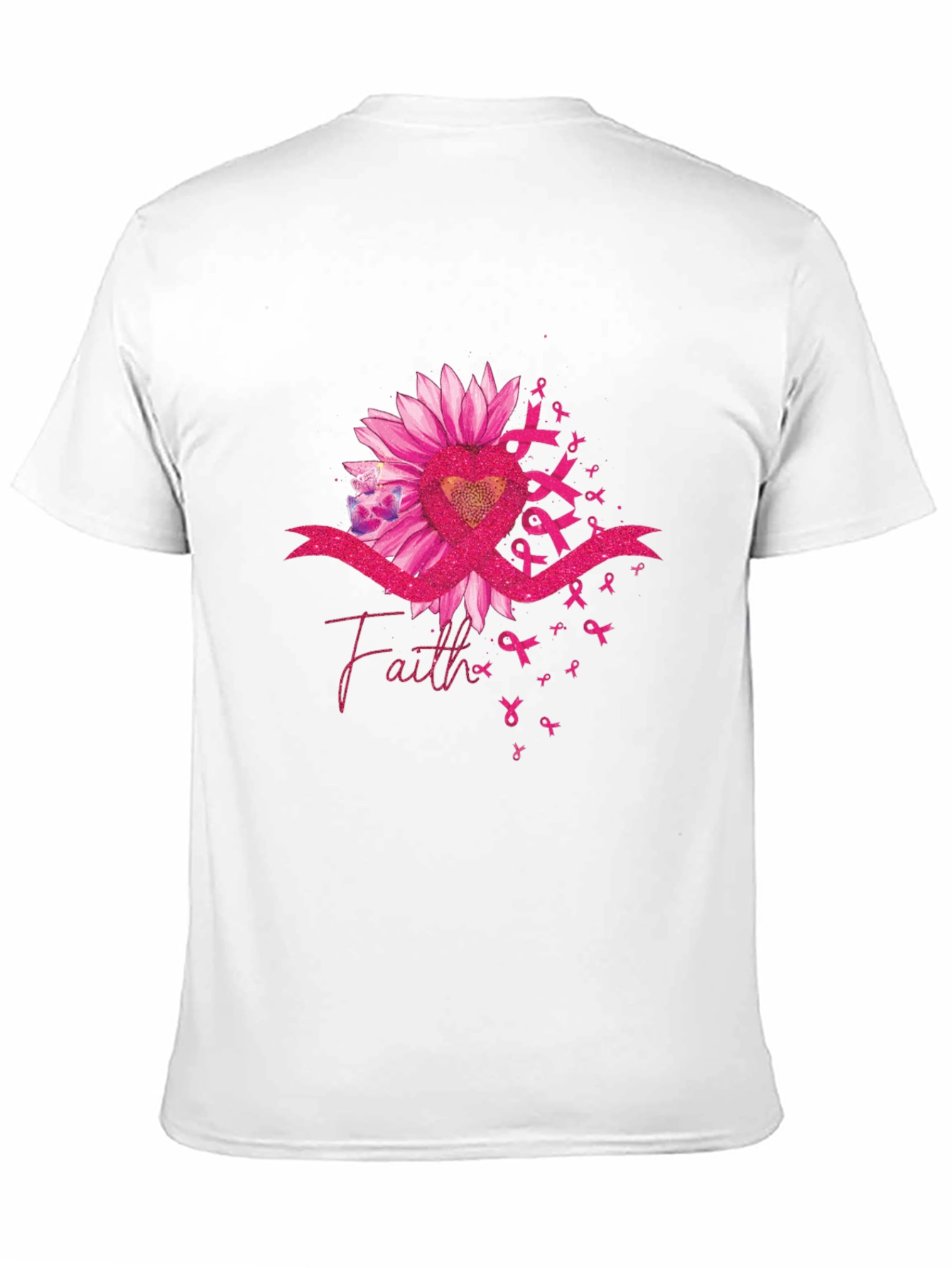 Faith Ribbon Sunflower Breast Cancer Awareness T-Shirt
