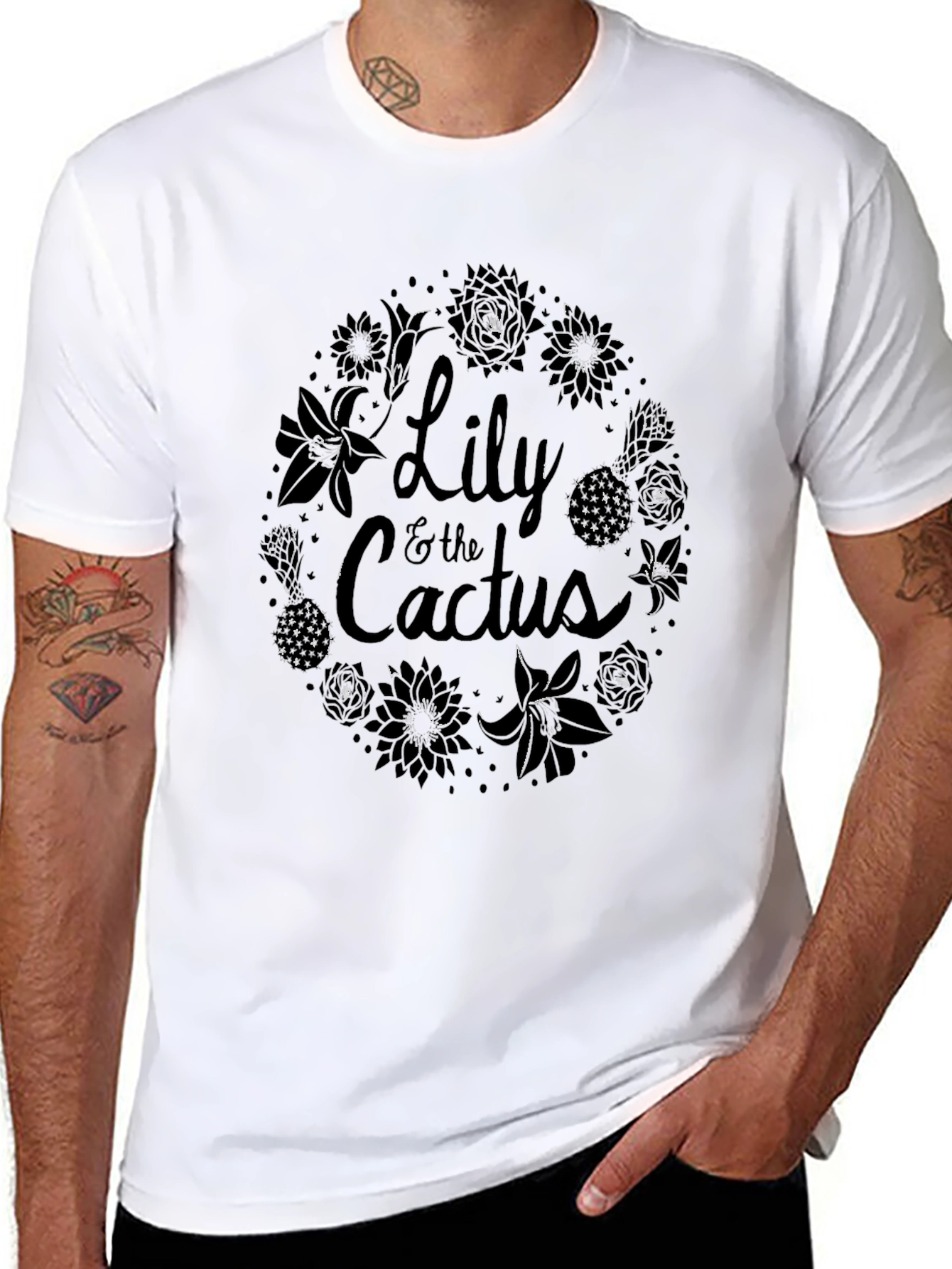 Lily & The Cactus Black Floral Wreath T-Shirt