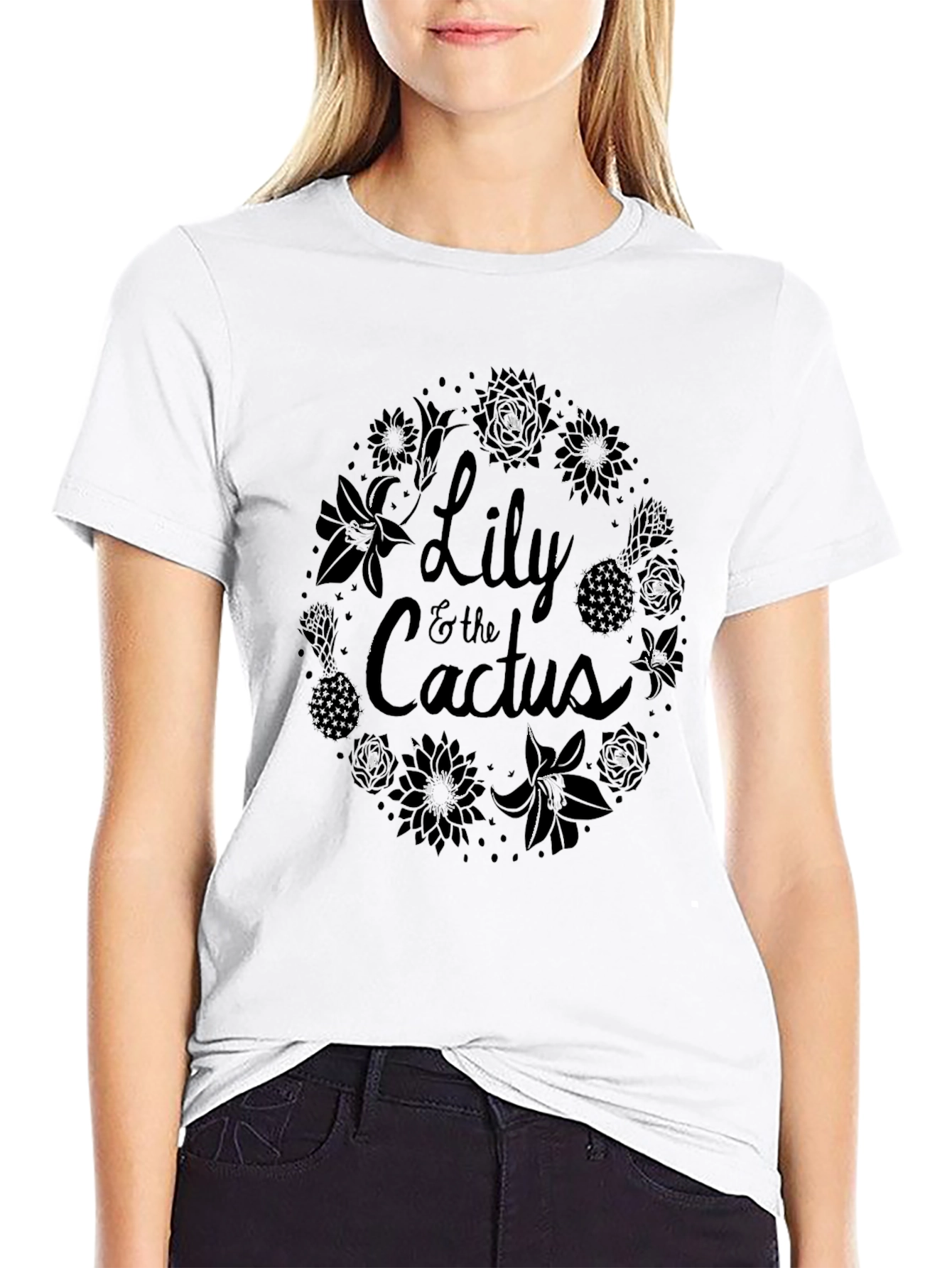 Lily & The Cactus Black Floral Wreath T-Shirt